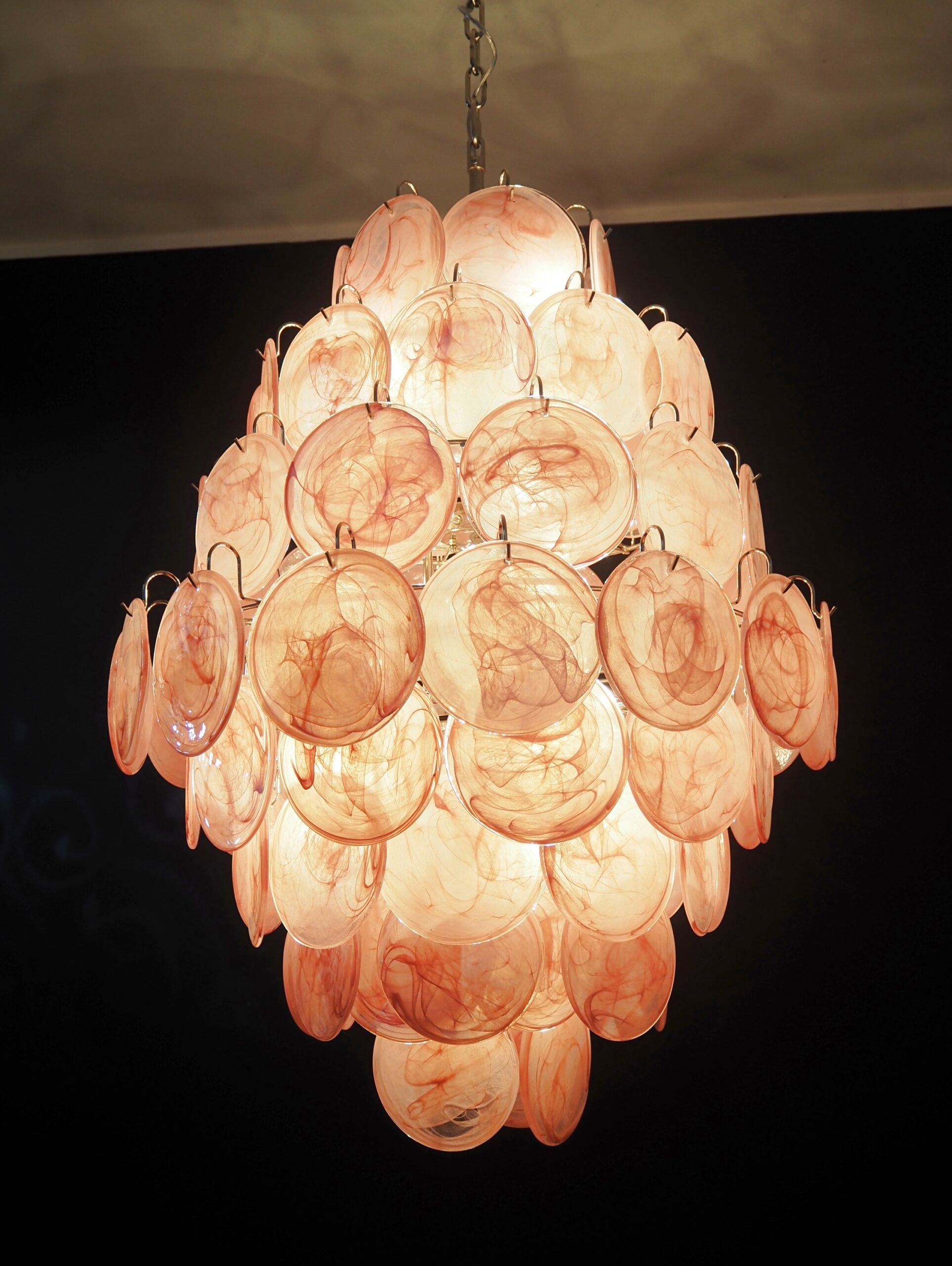 Murano Chandelier – 87 Pink Disc Glass – detail 9 – Murano Classics
