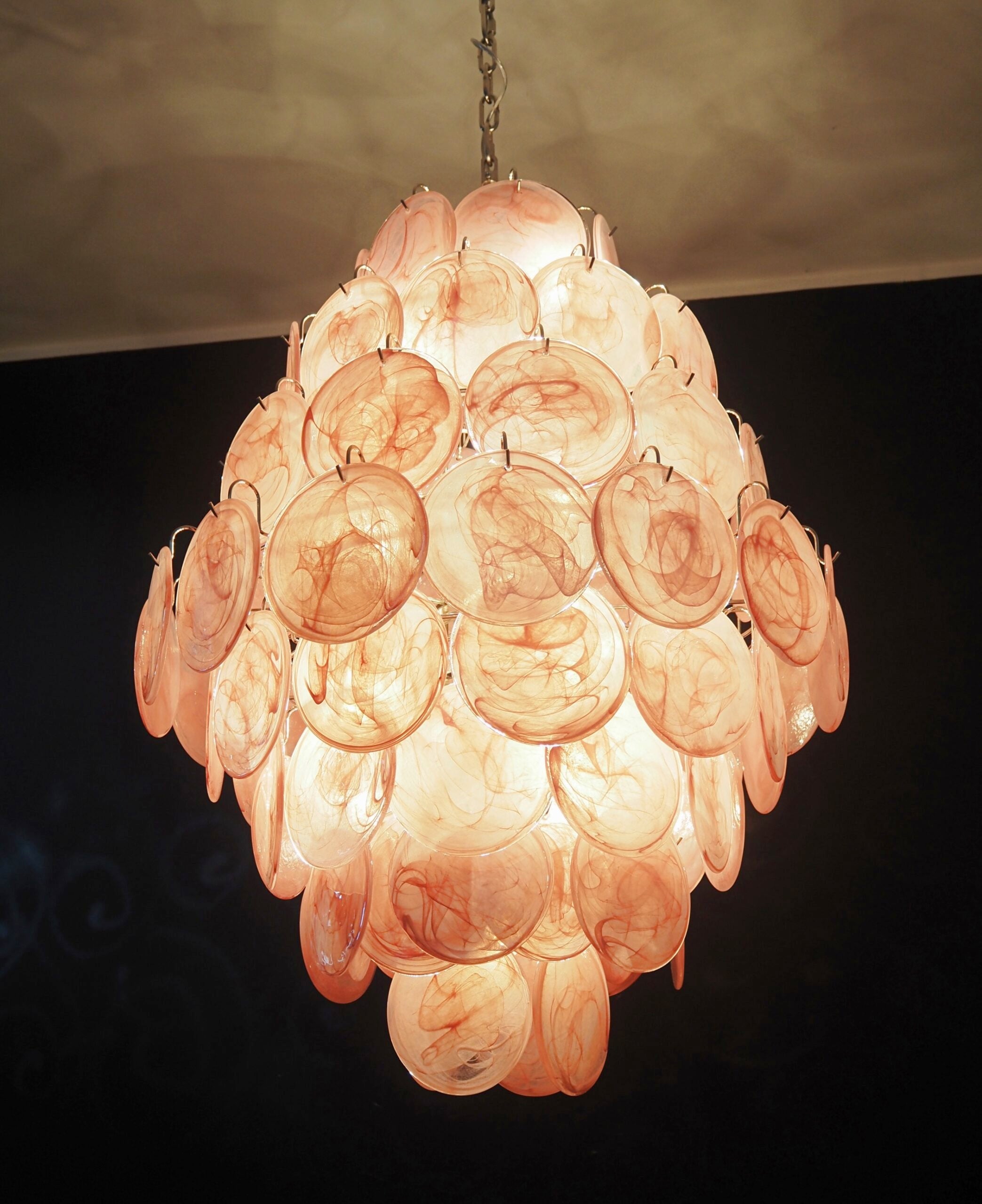 Murano Chandelier – 87 Pink Disc Glass – detail 8 – Murano Classics