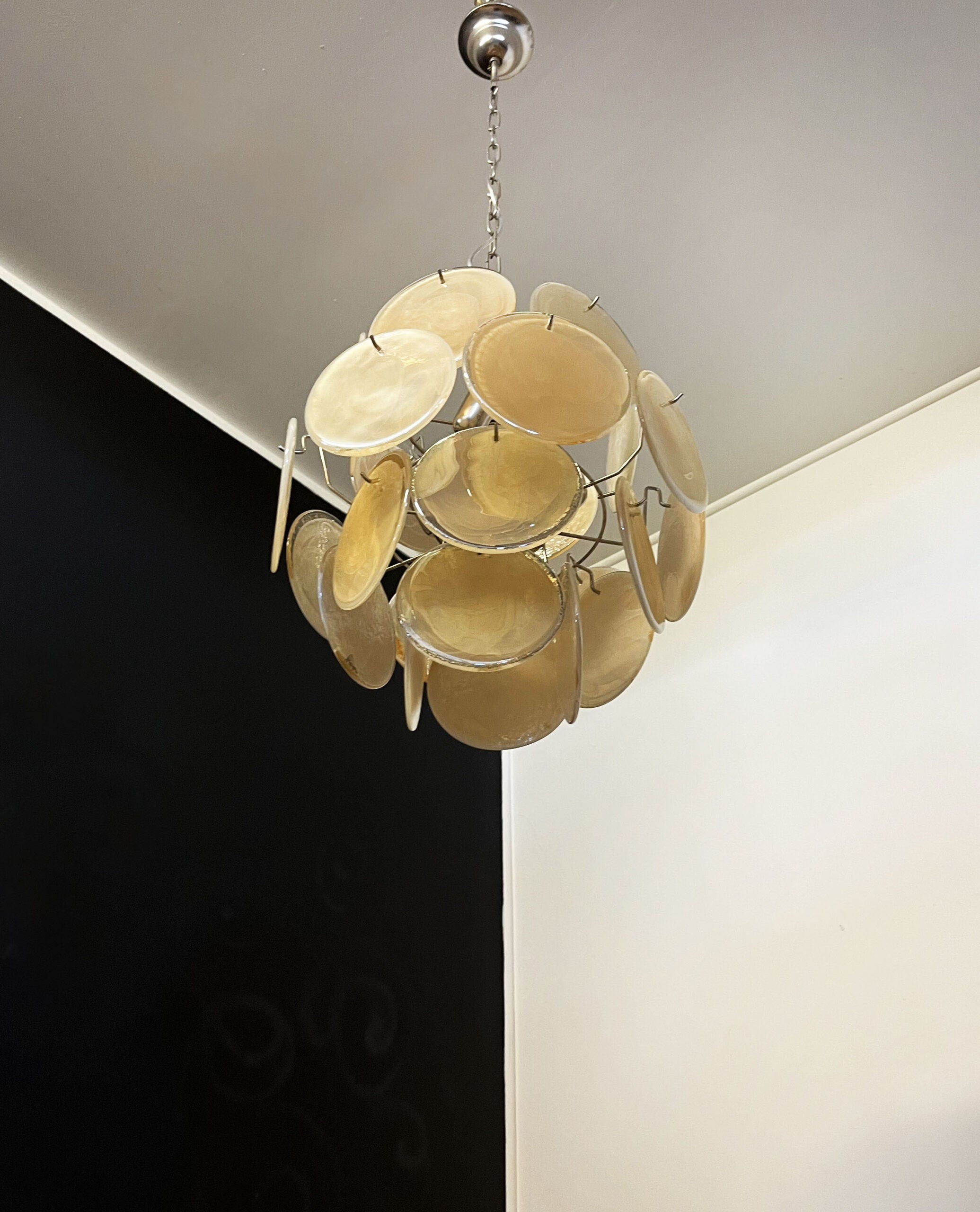 Murano Chandelier – 24 Yellow Disc Glass – detail 3 – Murano Classics