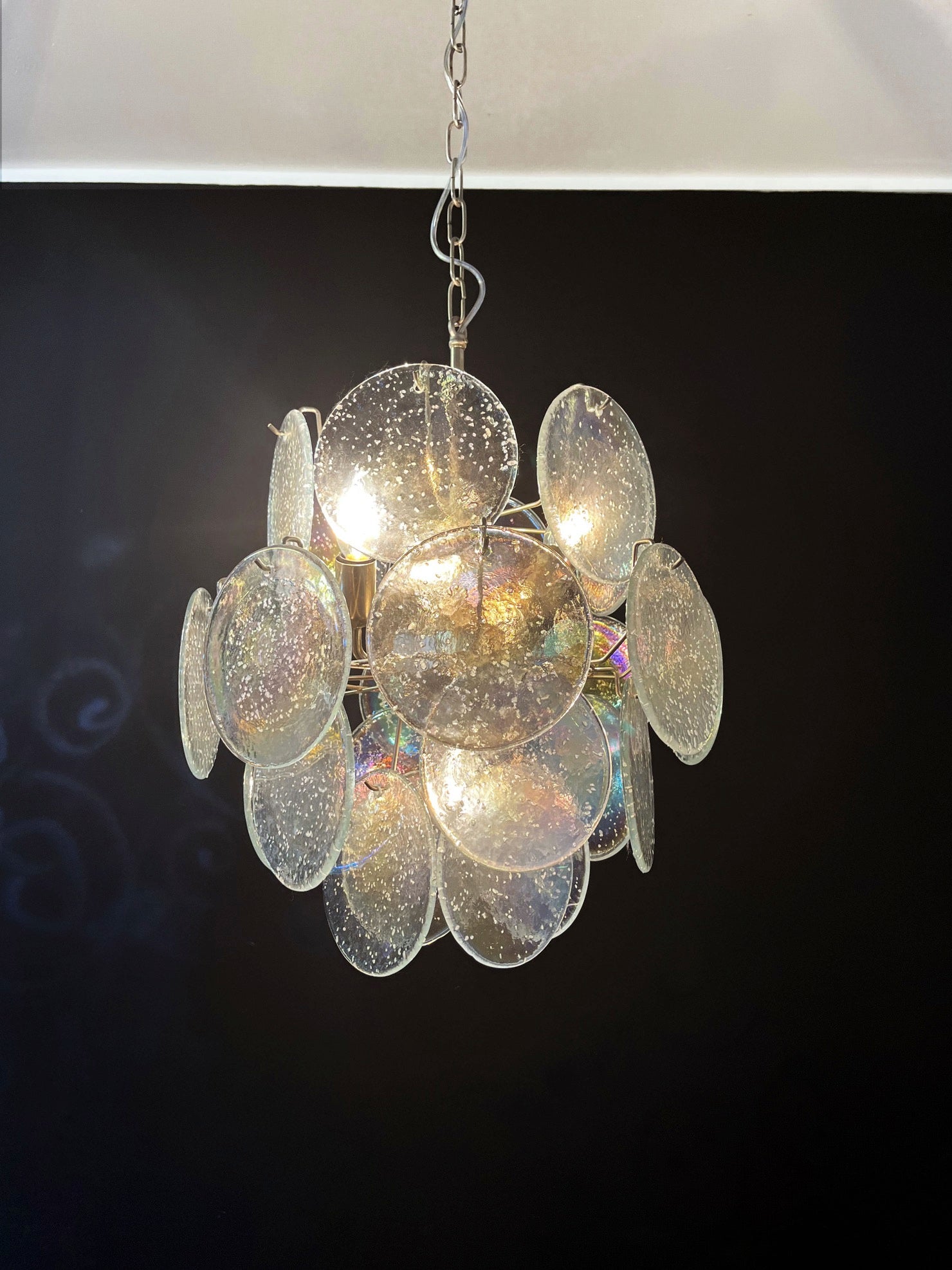 Murano Chandelier – 24 Iris Clear Disc Glass – detail 2 – Murano Classics