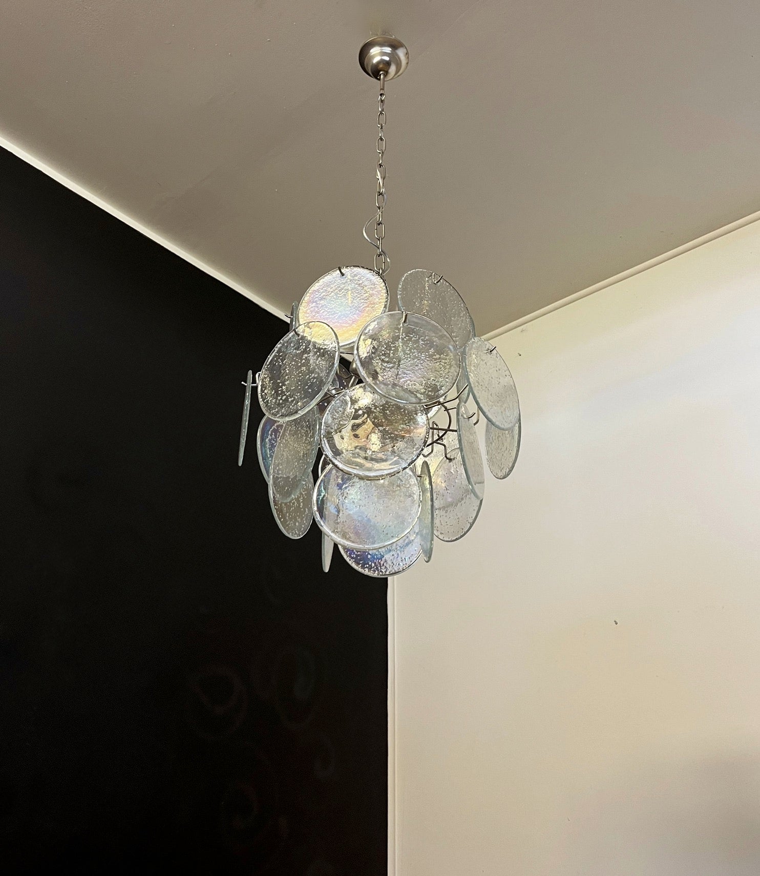 Murano Chandelier – 24 Iris Clear Disc Glass – detail 4 – Murano Classics