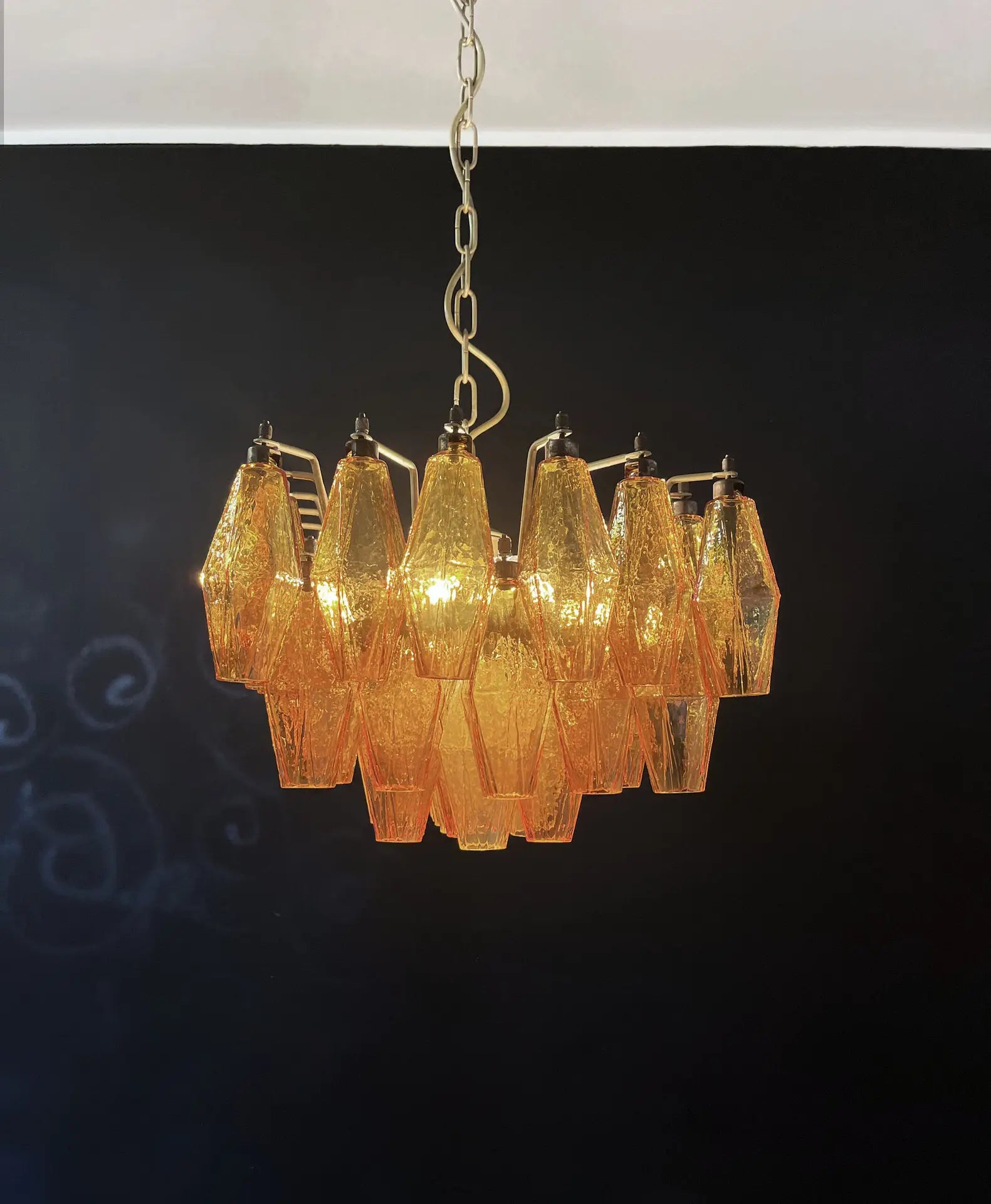 Murano Chandelier – 56 Yellow Poliedri Glass – detail 9 – Murano Classics