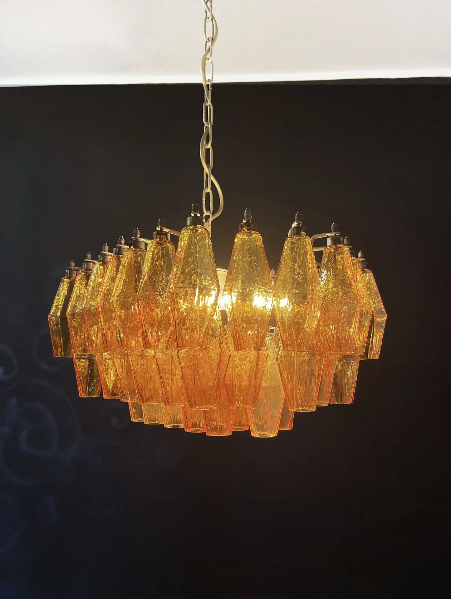 Murano-Kronleuchter | 56 Gelbe Poliedri-Gläser