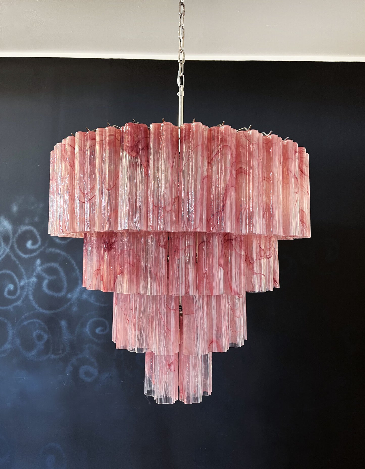 Lampadario Murano | 78 Tubo di Vetro Alabastro Rosa