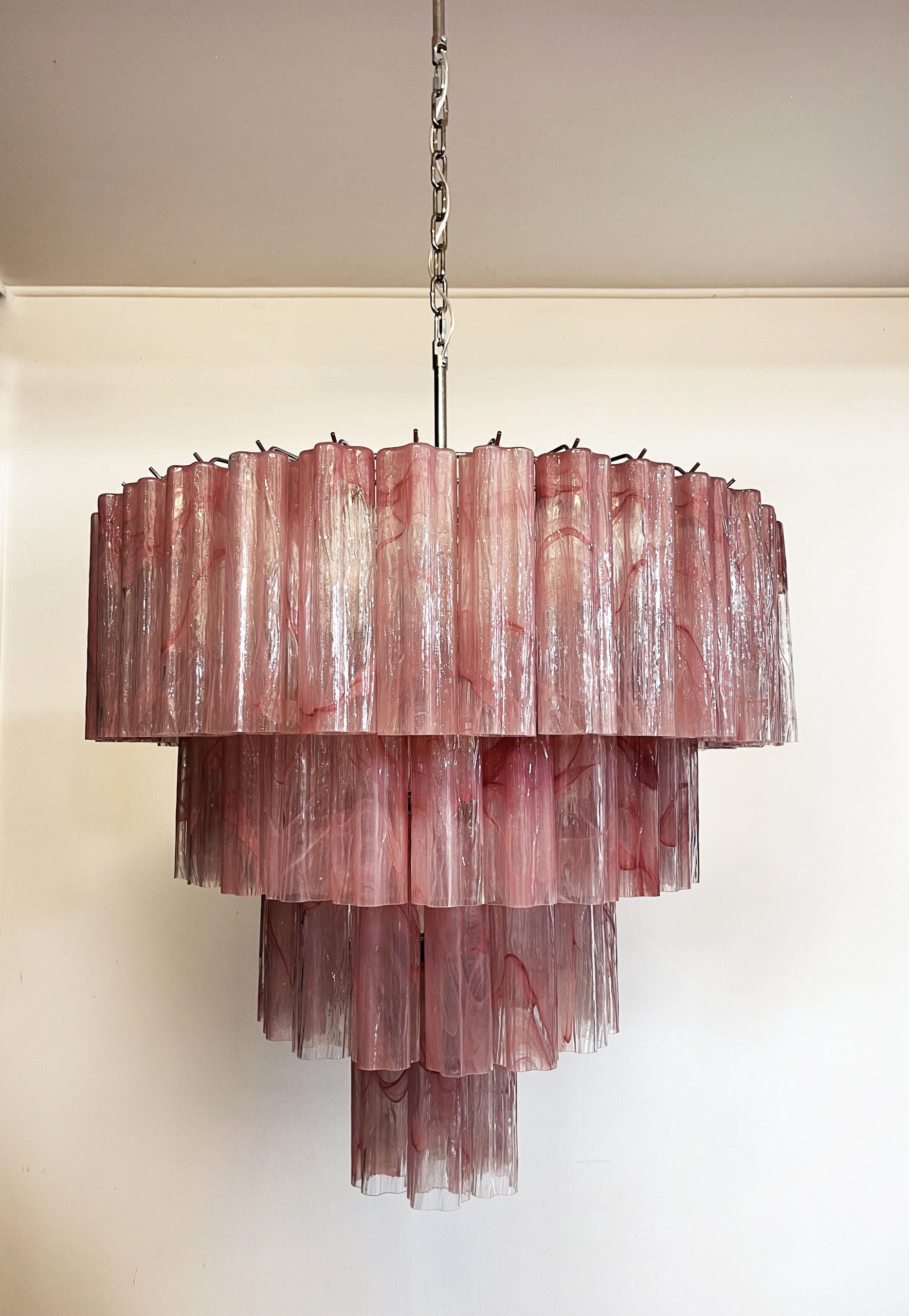 Murano Chandelier – 78 Pink Alabaster Glass Tubes – detail 6 – Murano Classics
