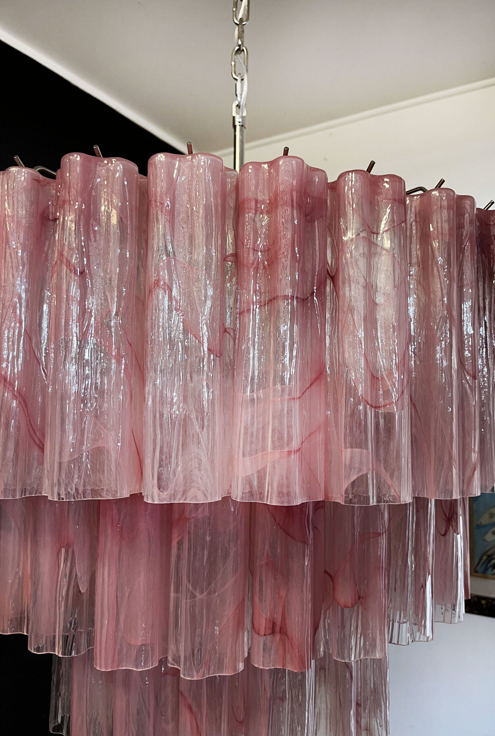 Murano Chandelier – 78 Pink Alabaster Glass Tubes – detail 8 – Murano Classics