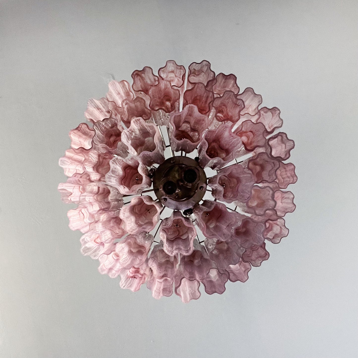 Murano Kroonluchter | 48 Roze Alabaster Glazen Buis
