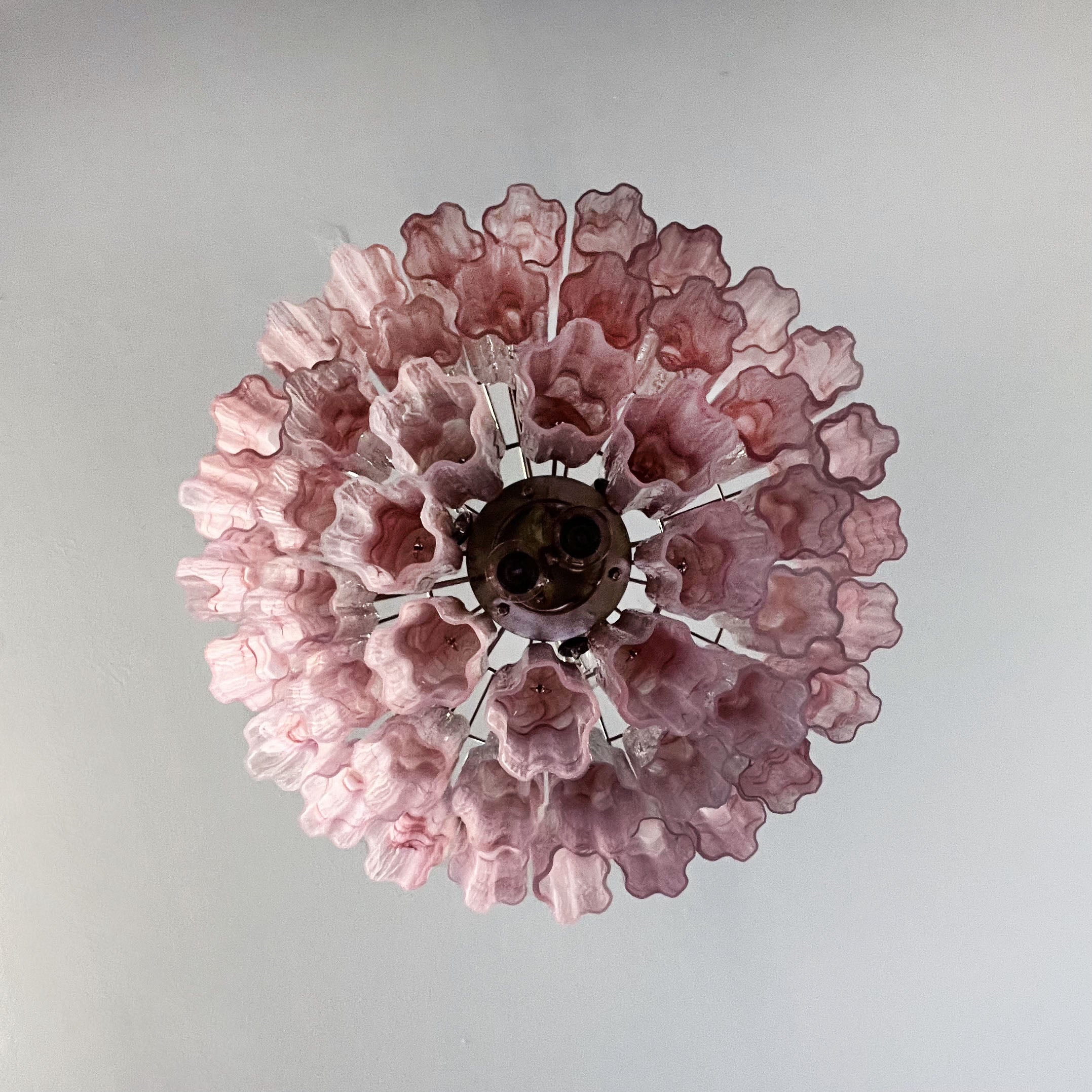 Murano Chandelier | 48 Pink Alabaster Glass Tubes