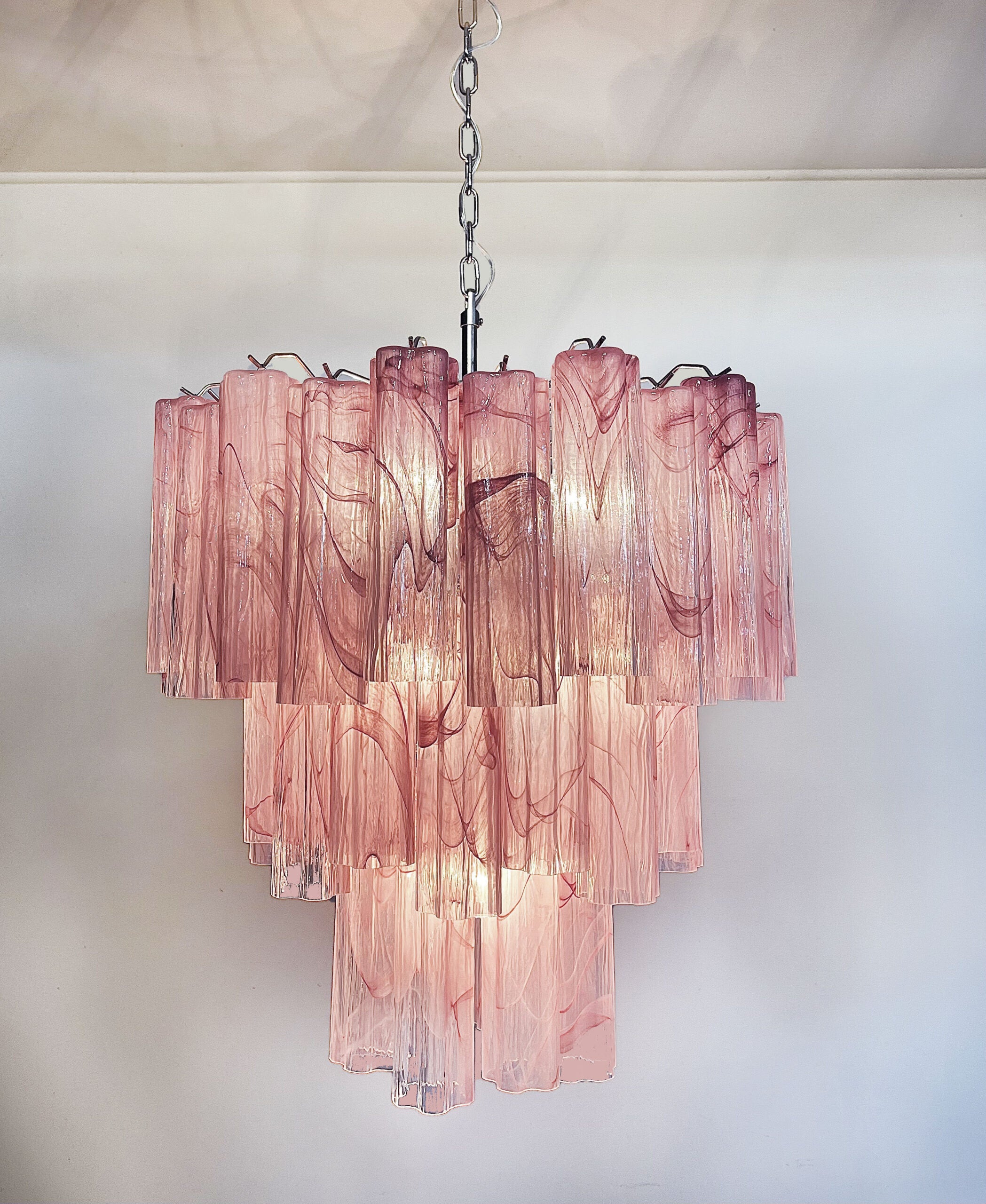 Murano Chandelier | 48 Pink Alabaster Glass Tubes