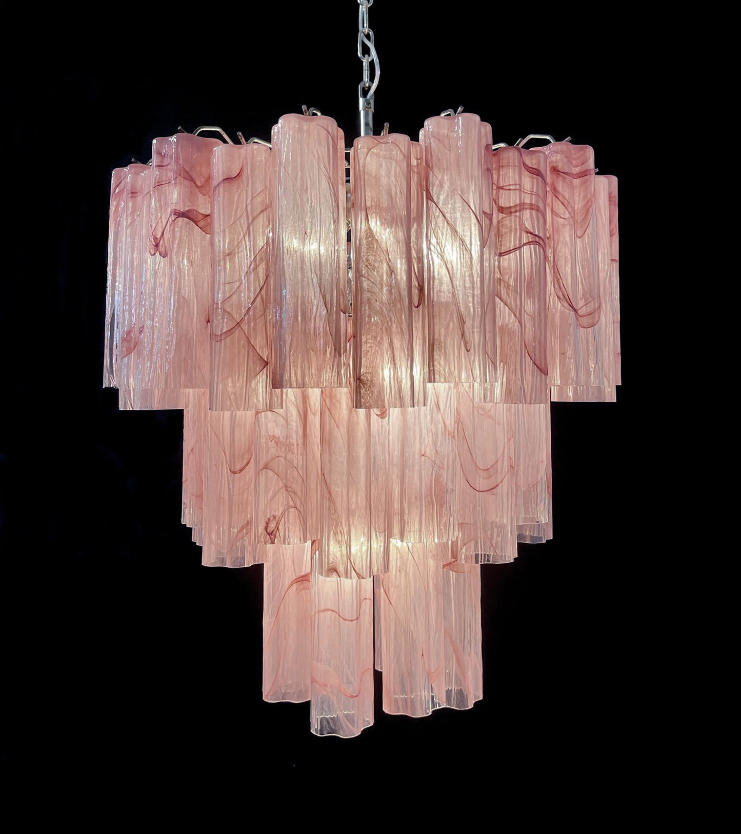 Murano Kroonluchter | 48 Roze Alabaster Glazen Buis