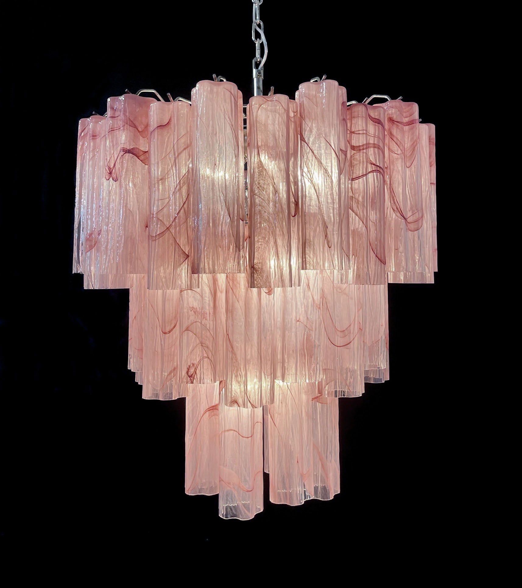 Murano Chandelier – 48 Pink Alabaster Glass Tubes – detail 4 – Murano Classics