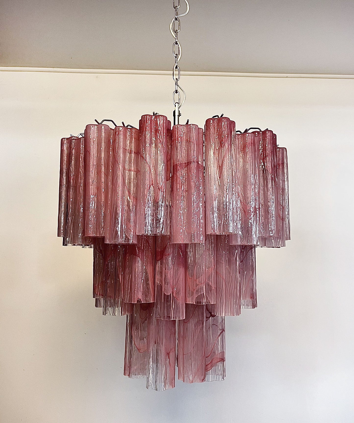 Murano Kroonluchter | 48 Roze Alabaster Glazen Buis