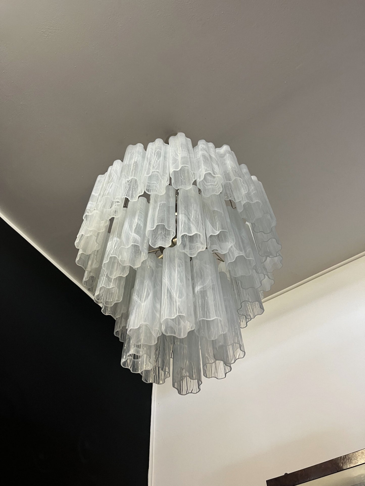 Murano Chandelier | 48 White Alabaster Glass Tubes