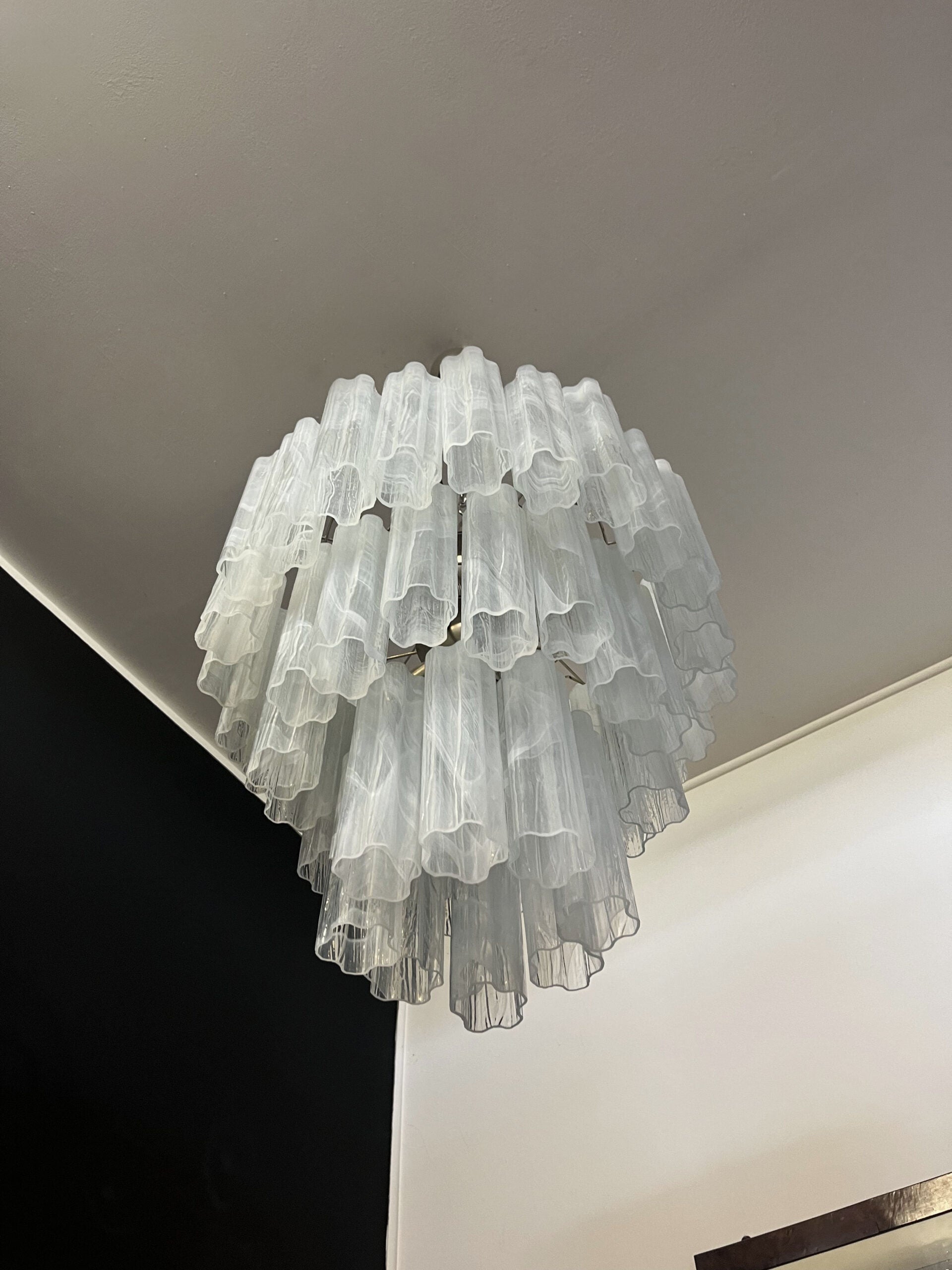 Murano Chandelier – 48 White Alabaster Glass Tubes – detail 6 – Murano Classics