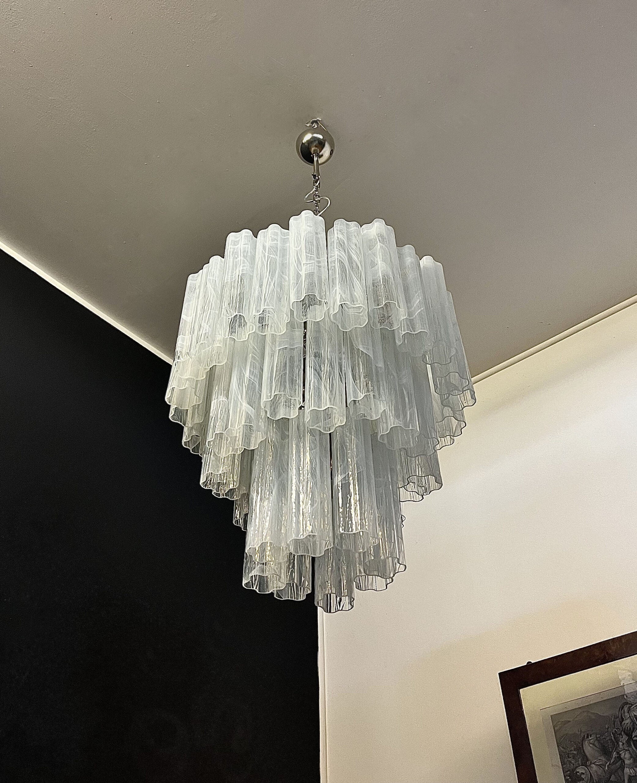 Murano Chandelier – 48 White Alabaster Glass Tubes – detail 8 – Murano Classics