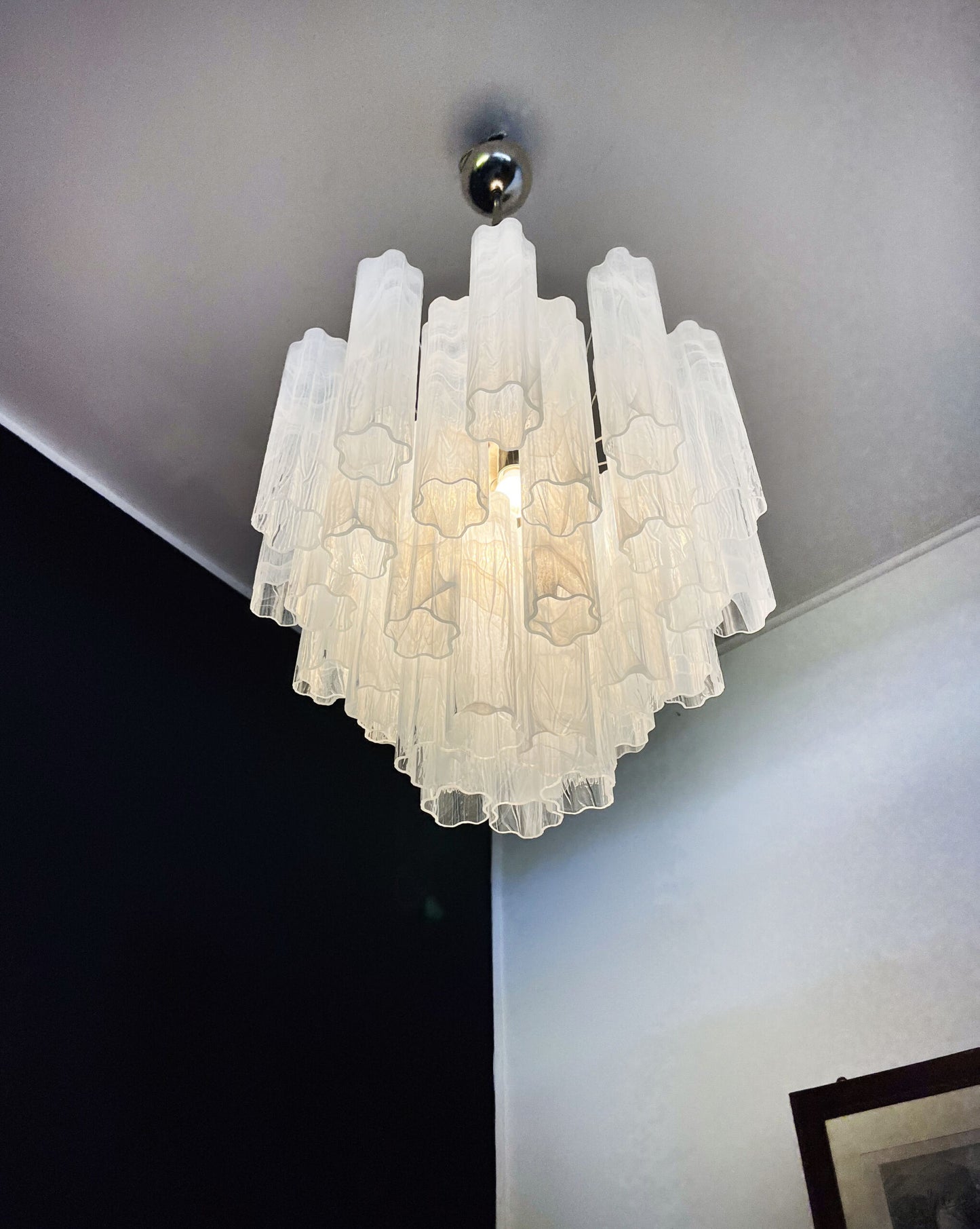 Murano Kroonluchter | 36 Witte Alabaster Buisglazen