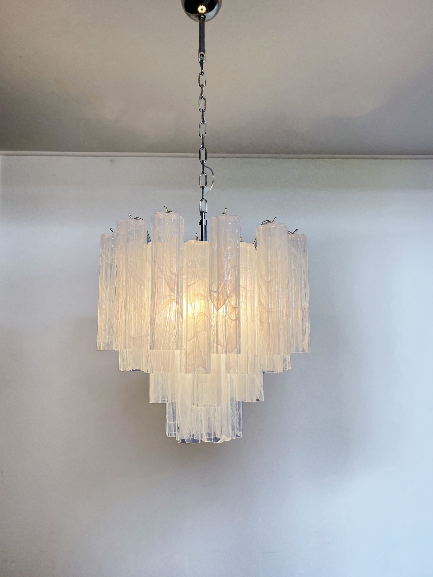 Murano Kroonluchter | 36 Witte Alabaster Buisglazen