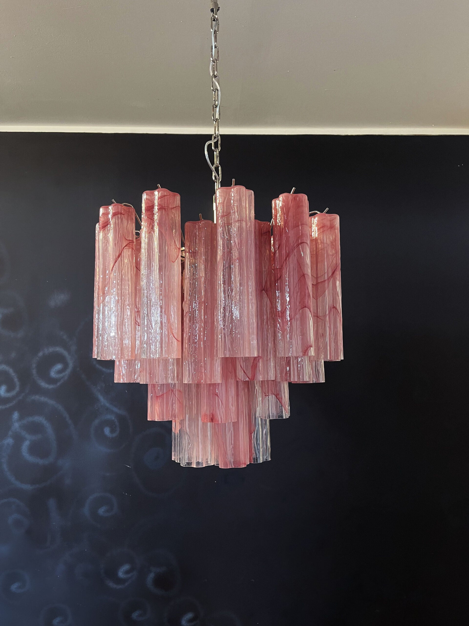 Murano Chandelier – 36 Pink Alabaster Glass Tubes – detail 4 – Murano Classics
