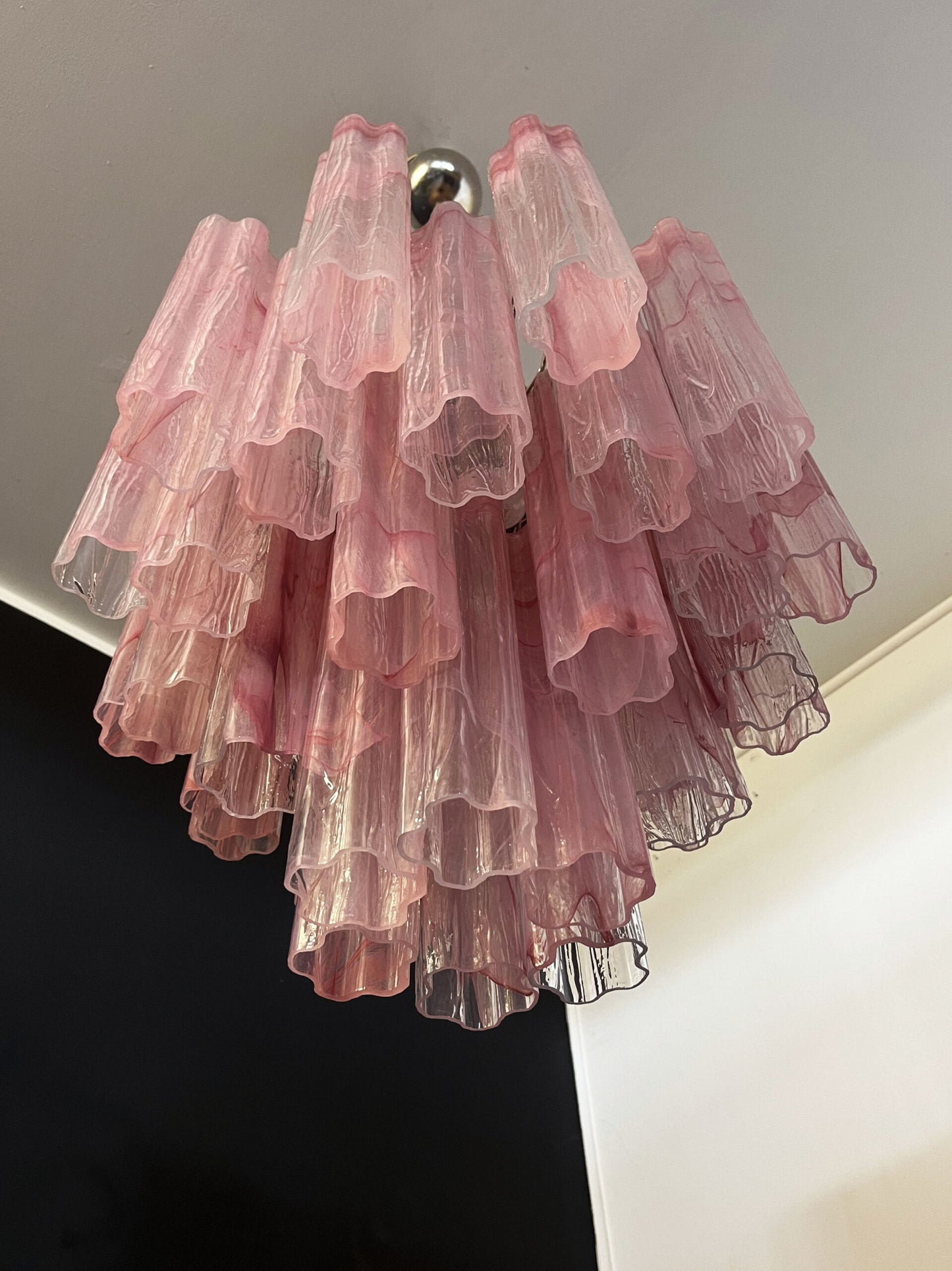 Murano Kroonluchter | 36 Roze Alabaster Glasbuizen