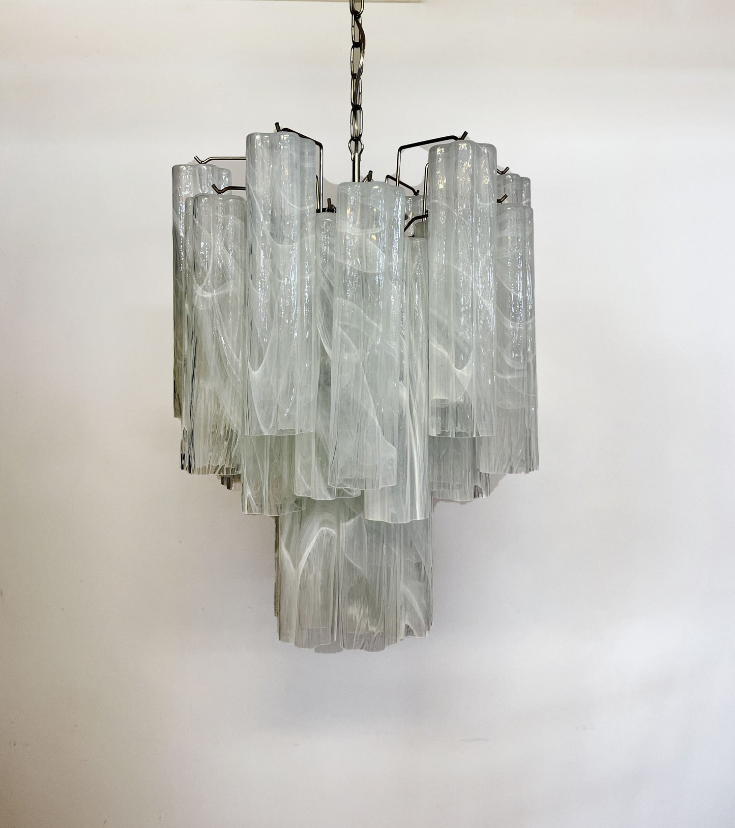 Murano Kroonluchter | 30 Witte Glazen Buis
