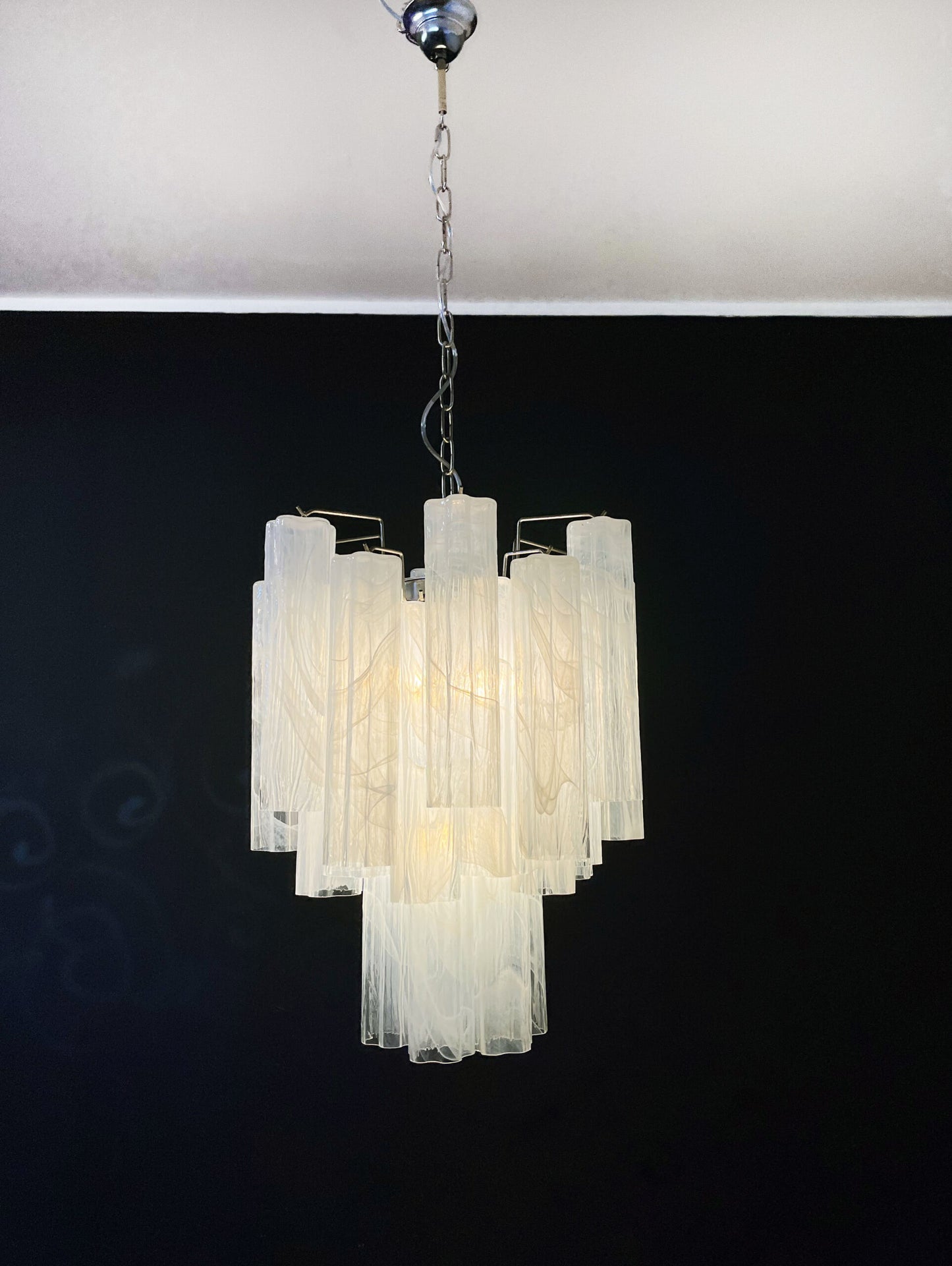 Murano Kroonluchter | 30 Witte Glazen Buis