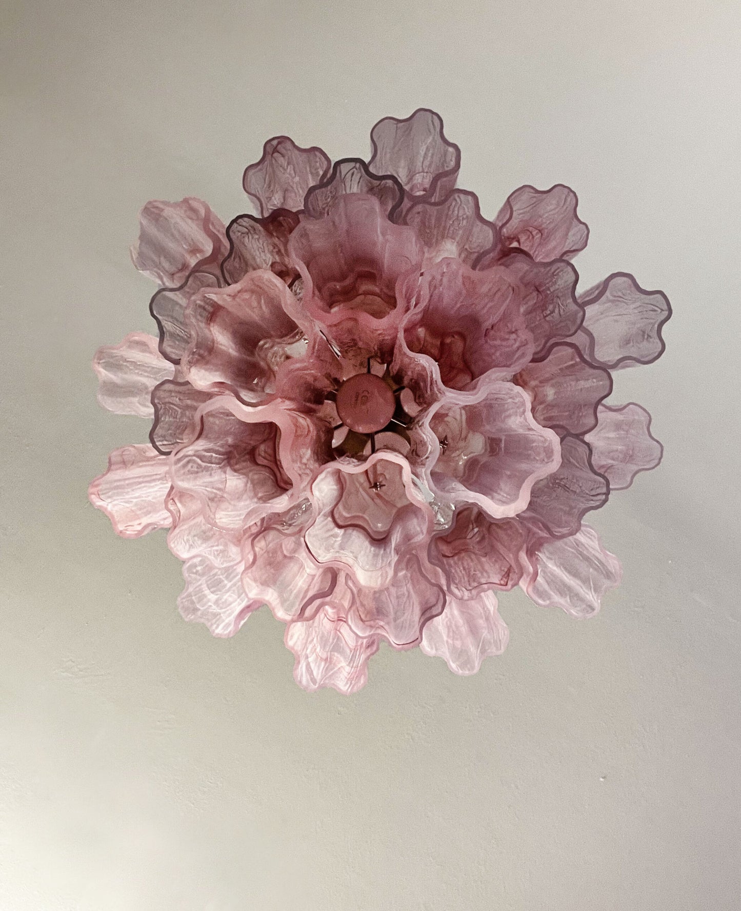 Murano Kroonluchter | 30 Roze Alabaster Glazen Buis