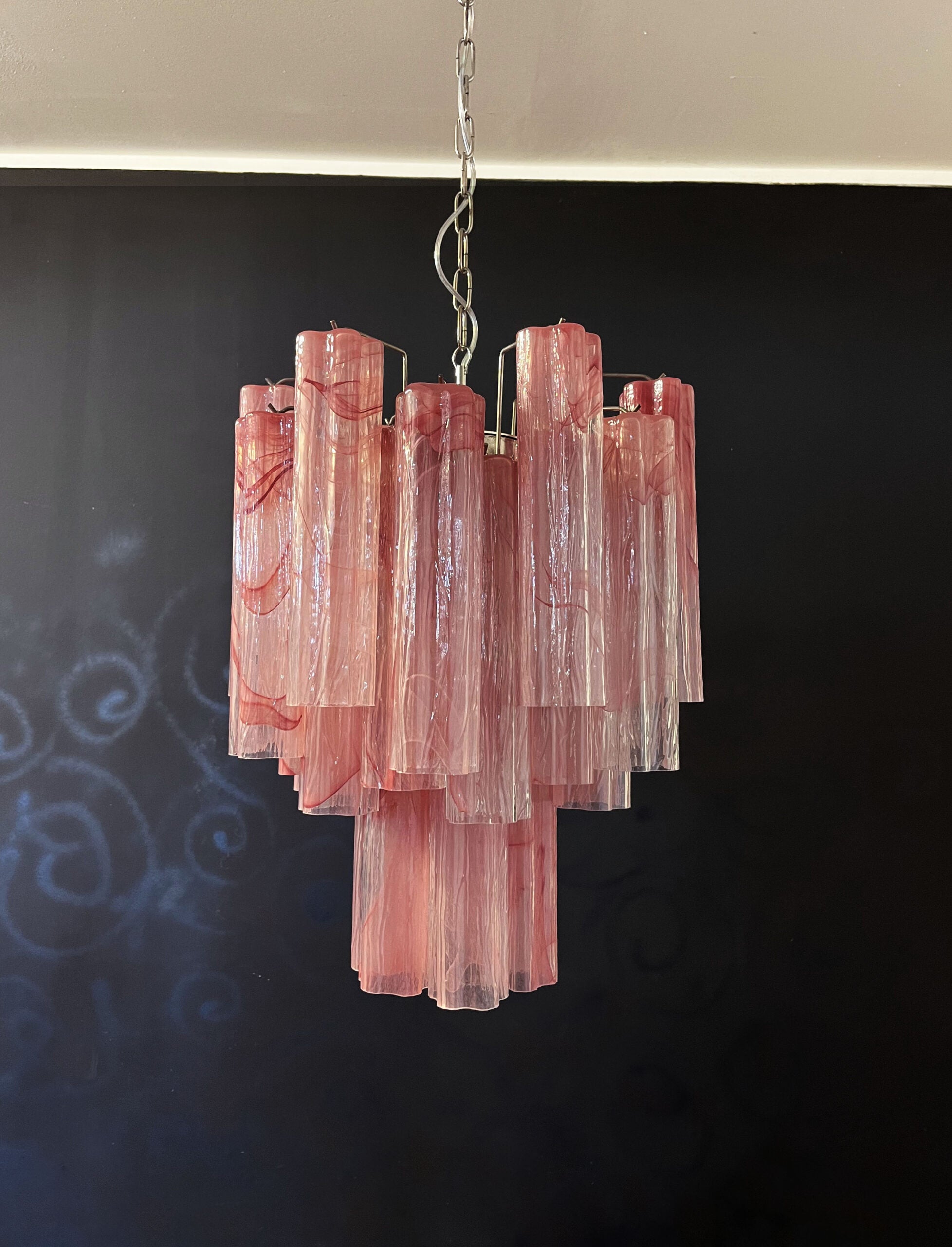 Murano Kronleuchter – 30 Rosa Alabasterglas Röhren – Detail 3 – Murano Classics