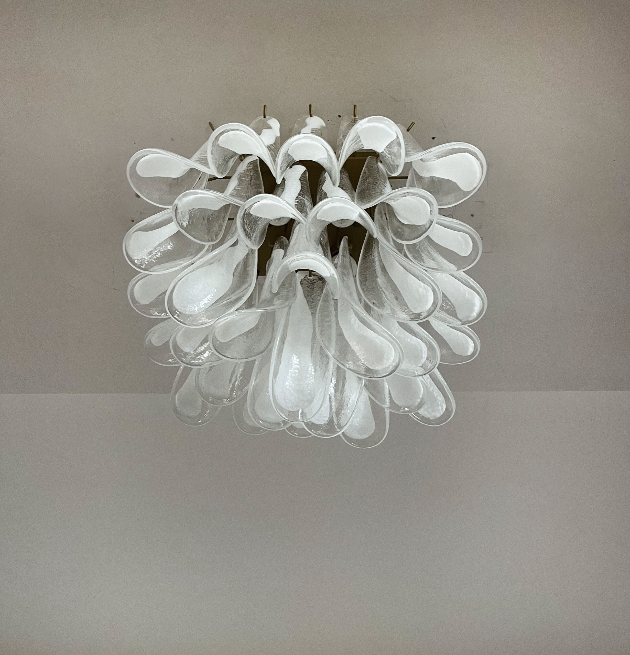 Murano Taklampe | 32 Klar, Hvit Konglebladglass