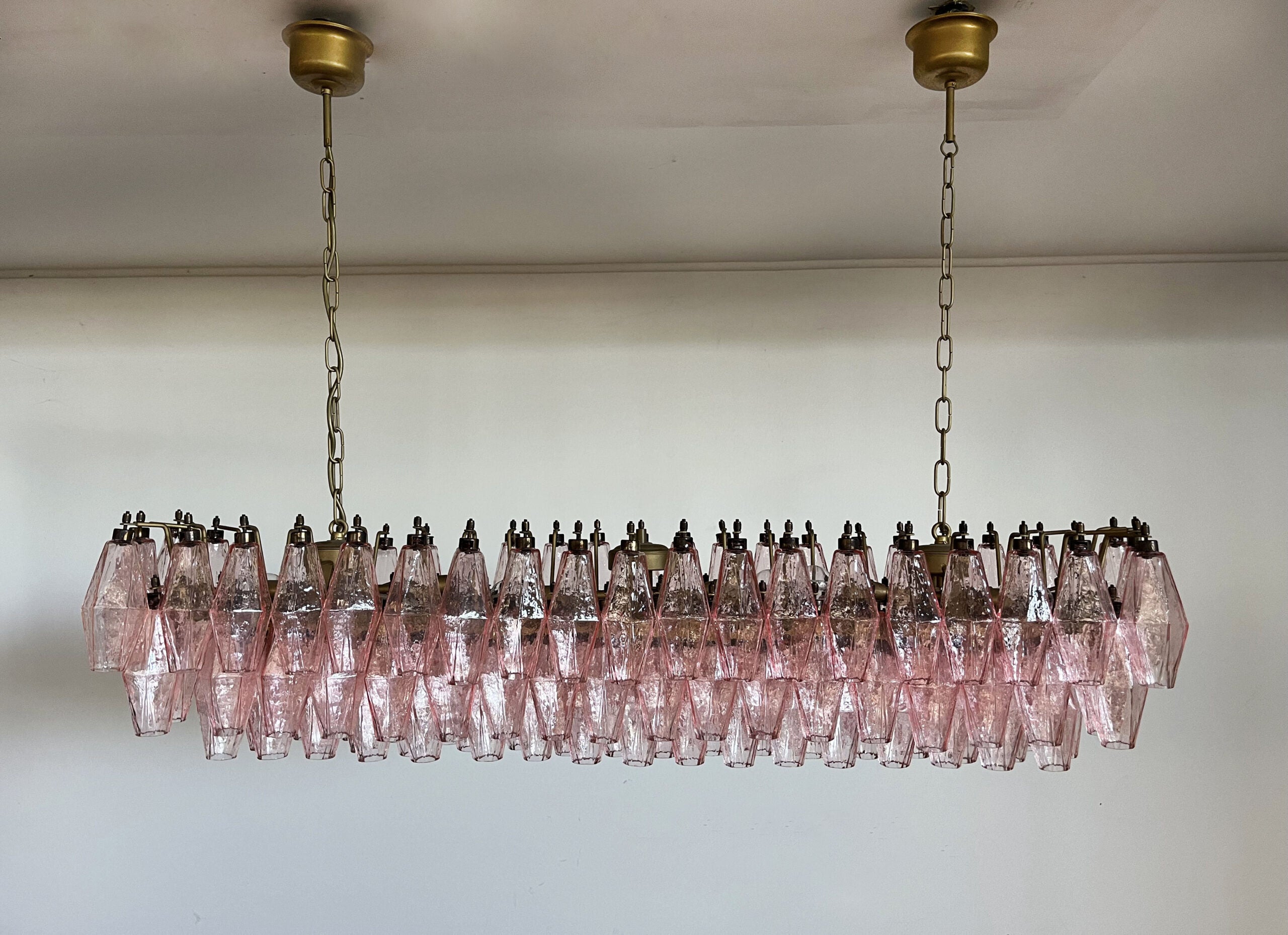 Murano Chandelier | 138 Pink Poliedri Glass
