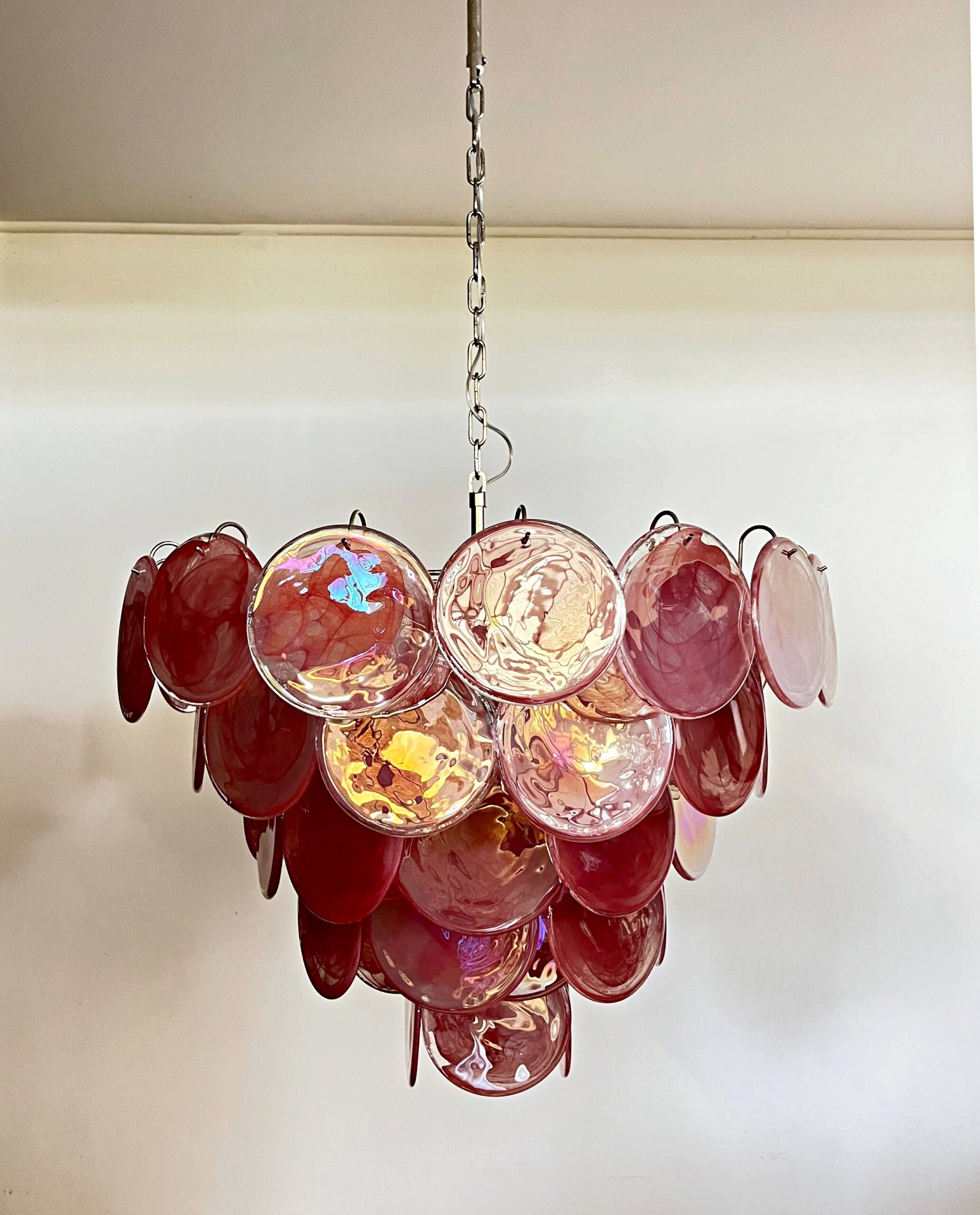 Murano Chandelier – 57 Pink Disc Glass – detail 2 – Murano Classics