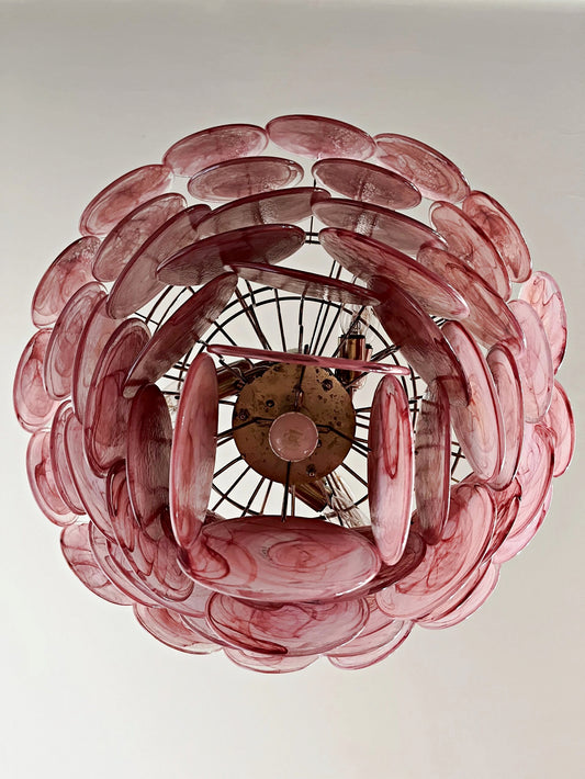 Murano Lysekrone | 57 Rosa Glassdisker