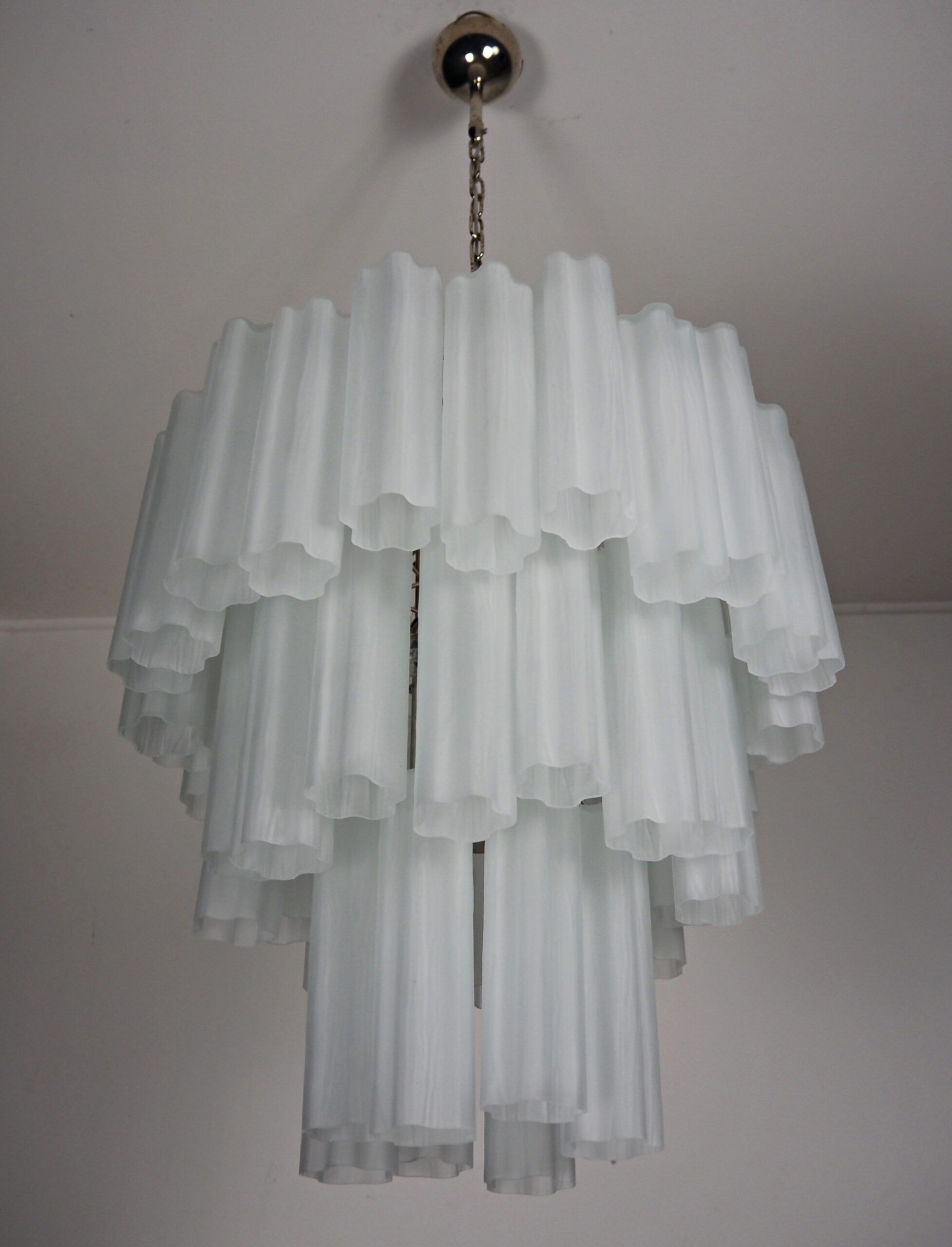 Murano Chandelier – 48 Matte White Glass Tubes – detail 4 – Murano Classics