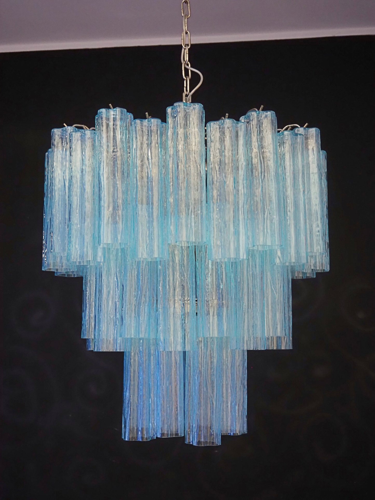 Murano Kroonluchter | 48 Blauwe Glazen Buis