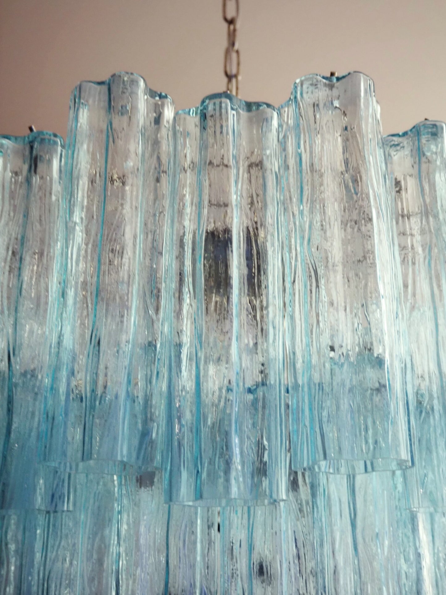 Murano Kroonluchter | 48 Blauwe Glazen Buis