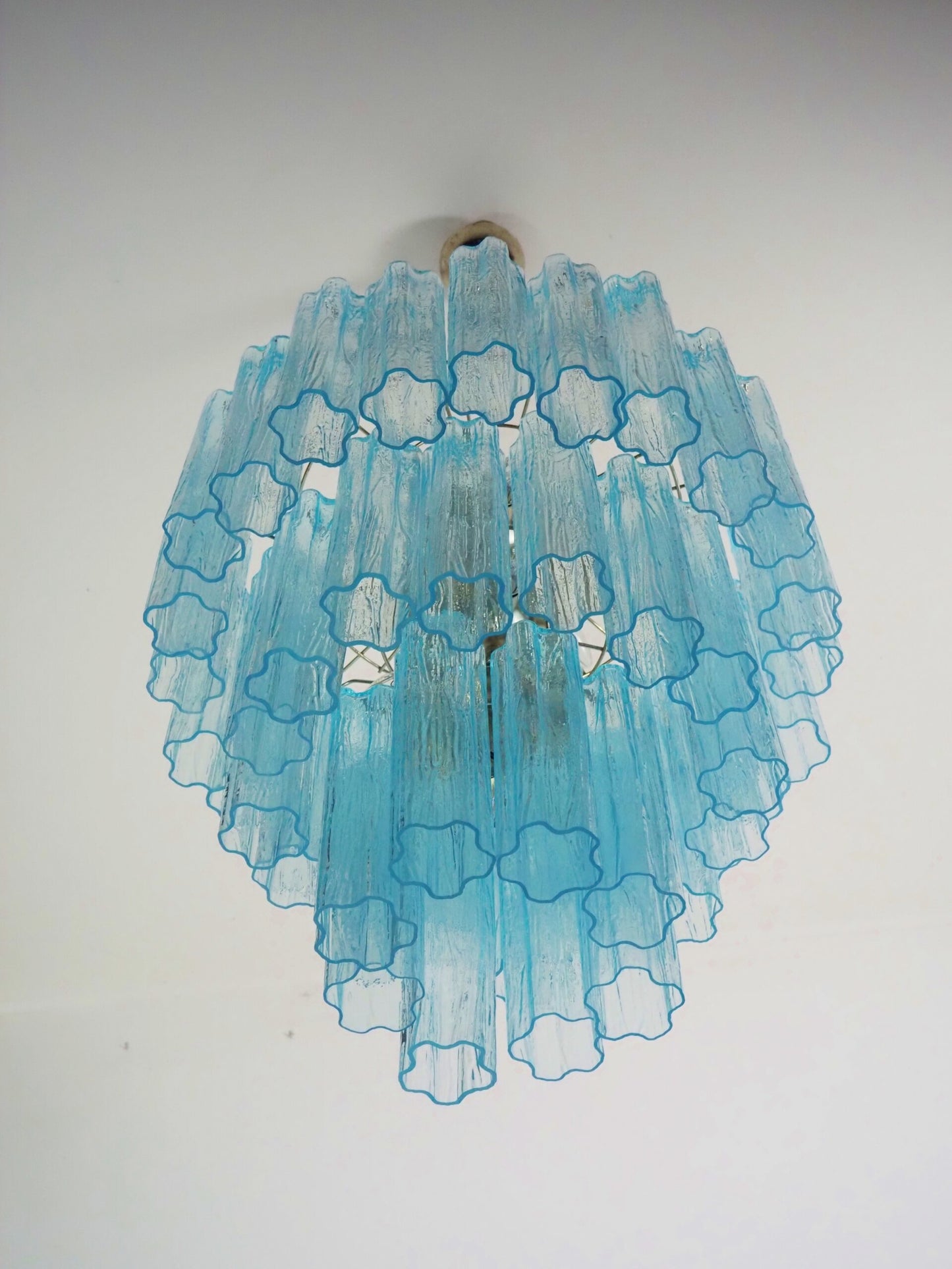 Murano Kroonluchter | 48 Blauwe Glazen Buis