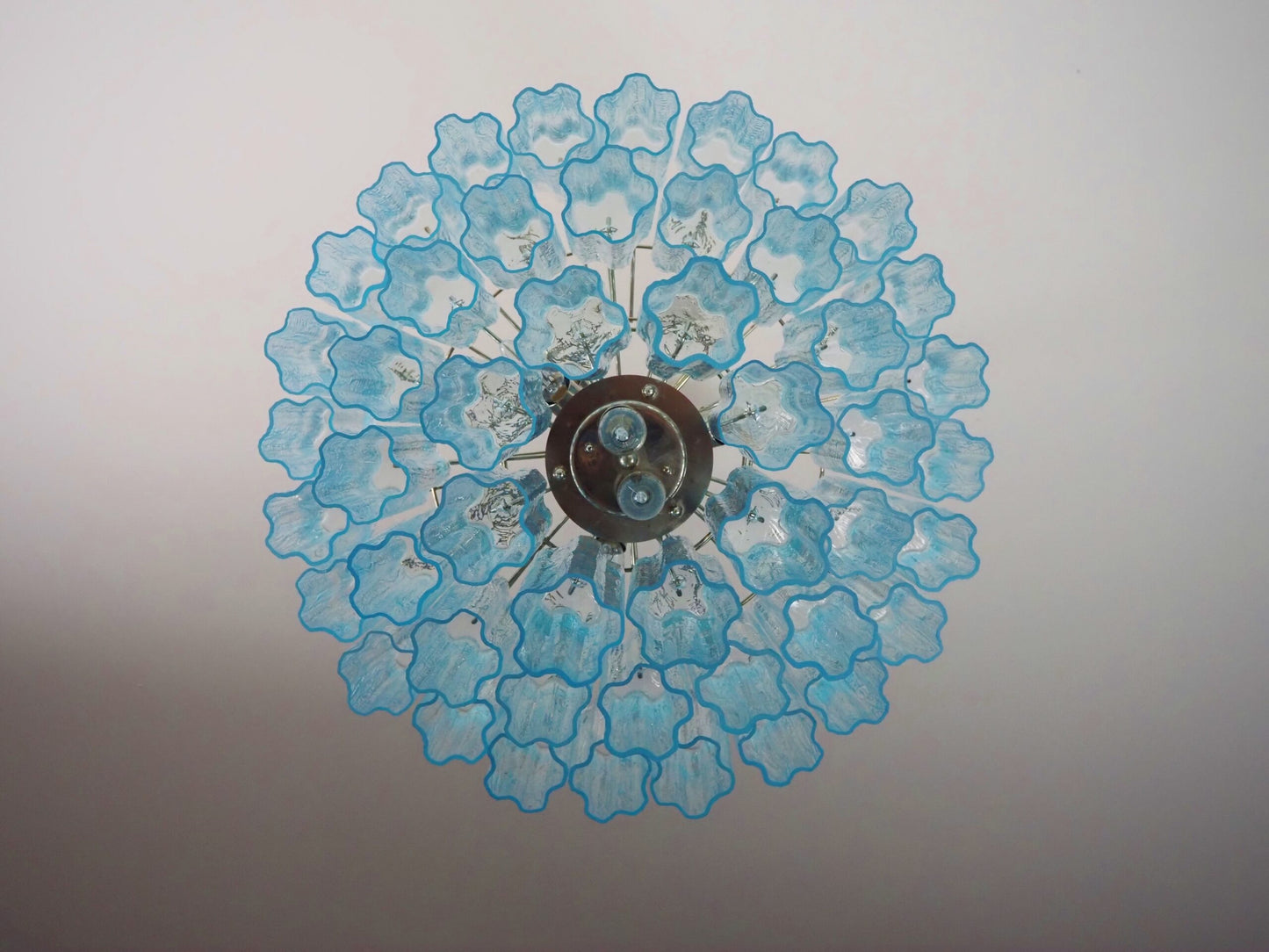 Murano Kroonluchter | 48 Blauwe Glazen Buis