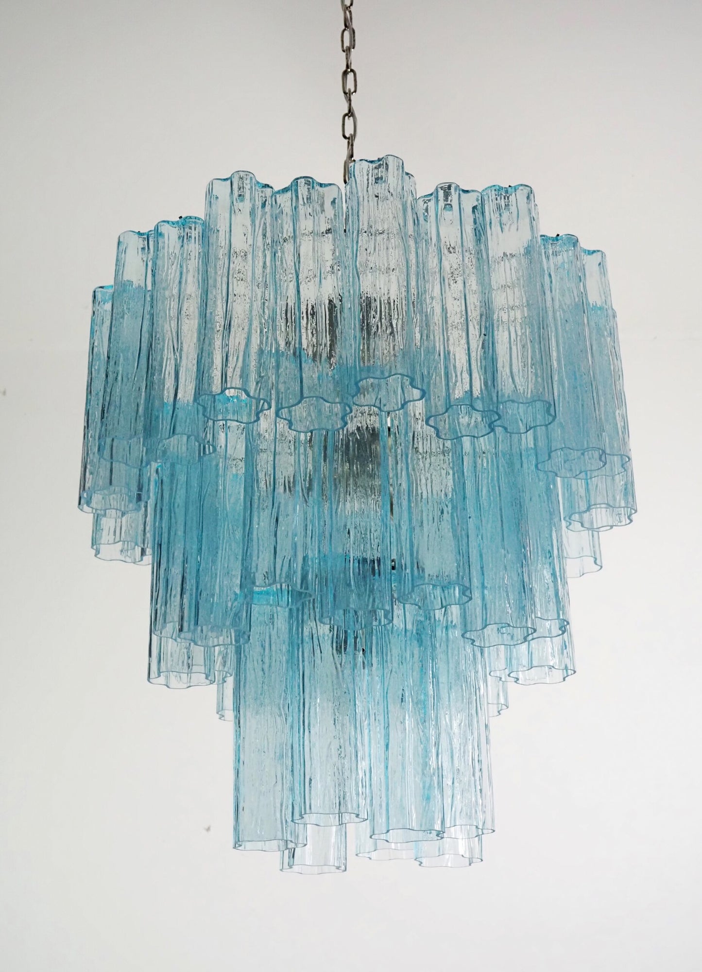 Murano Kroonluchter | 48 Blauwe Glazen Buis