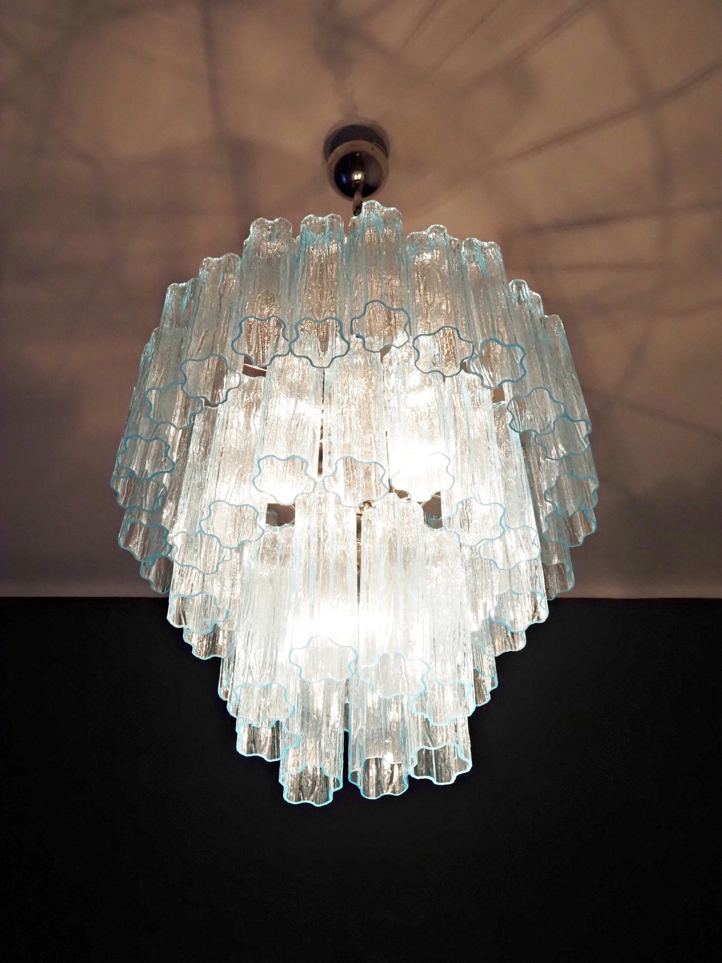 Murano Kroonluchter | 48 Blauwe Glazen Buis