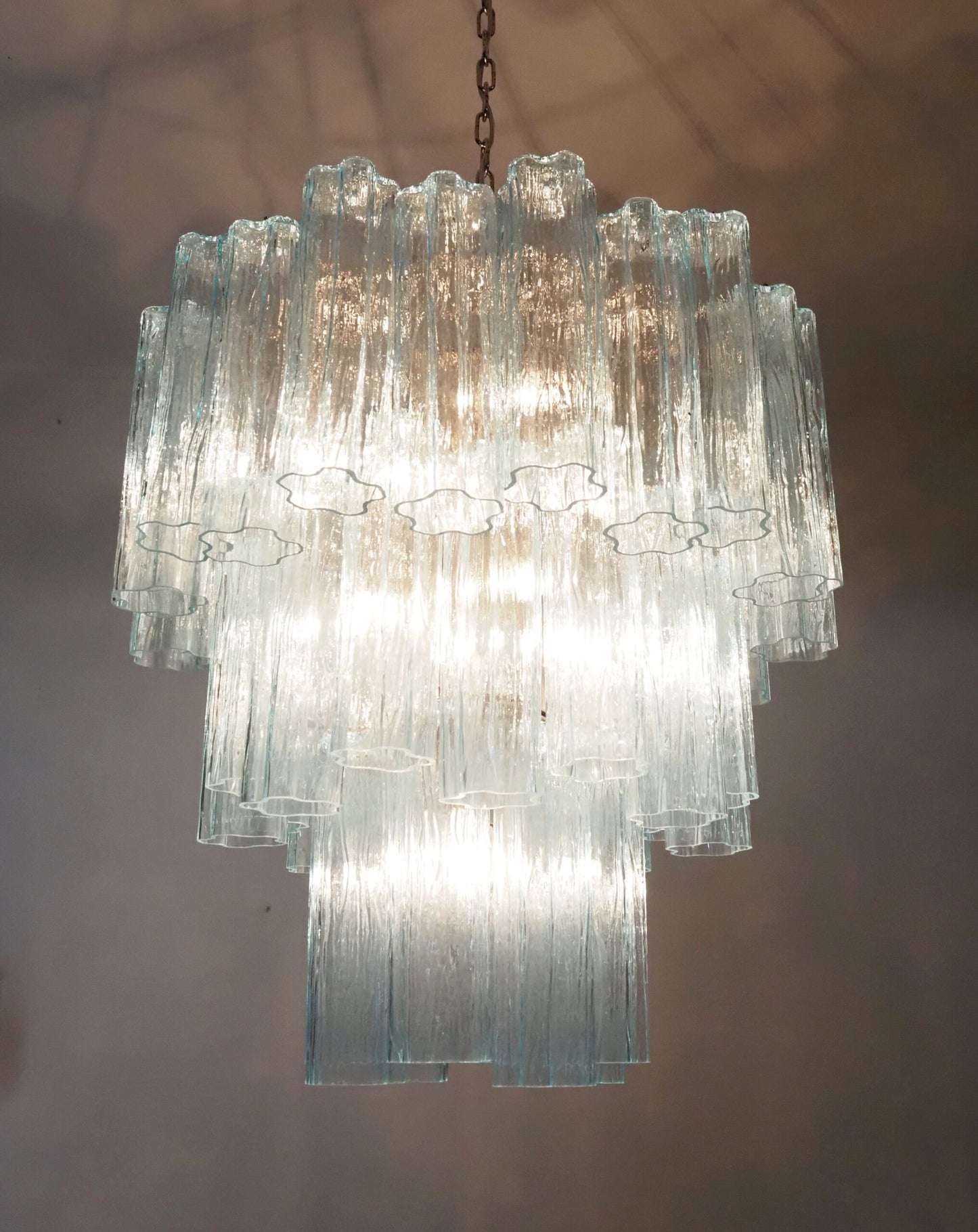 Murano Kroonluchter | 48 Blauwe Glazen Buis
