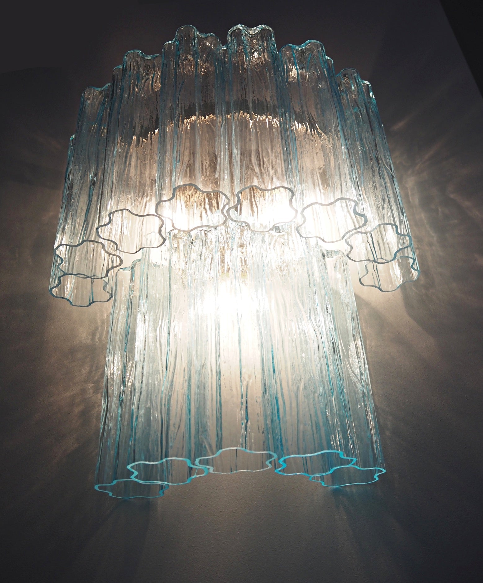 Murano Wandlamp – 13 Blauwe Glazen Buizen – Set van 2 – detail 5 – Murano Classics