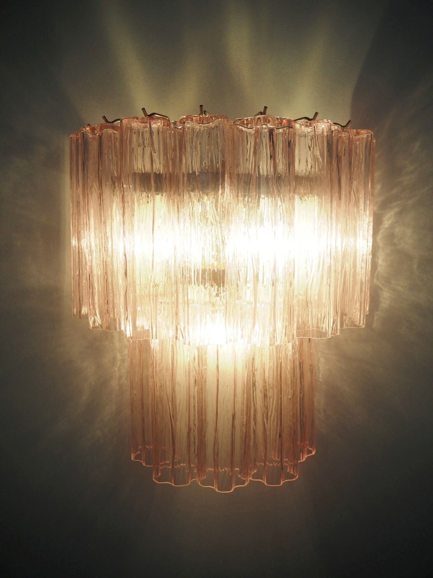 Lampe Murano Murale | 13 Tubes en Verre Rose | 1 Paire