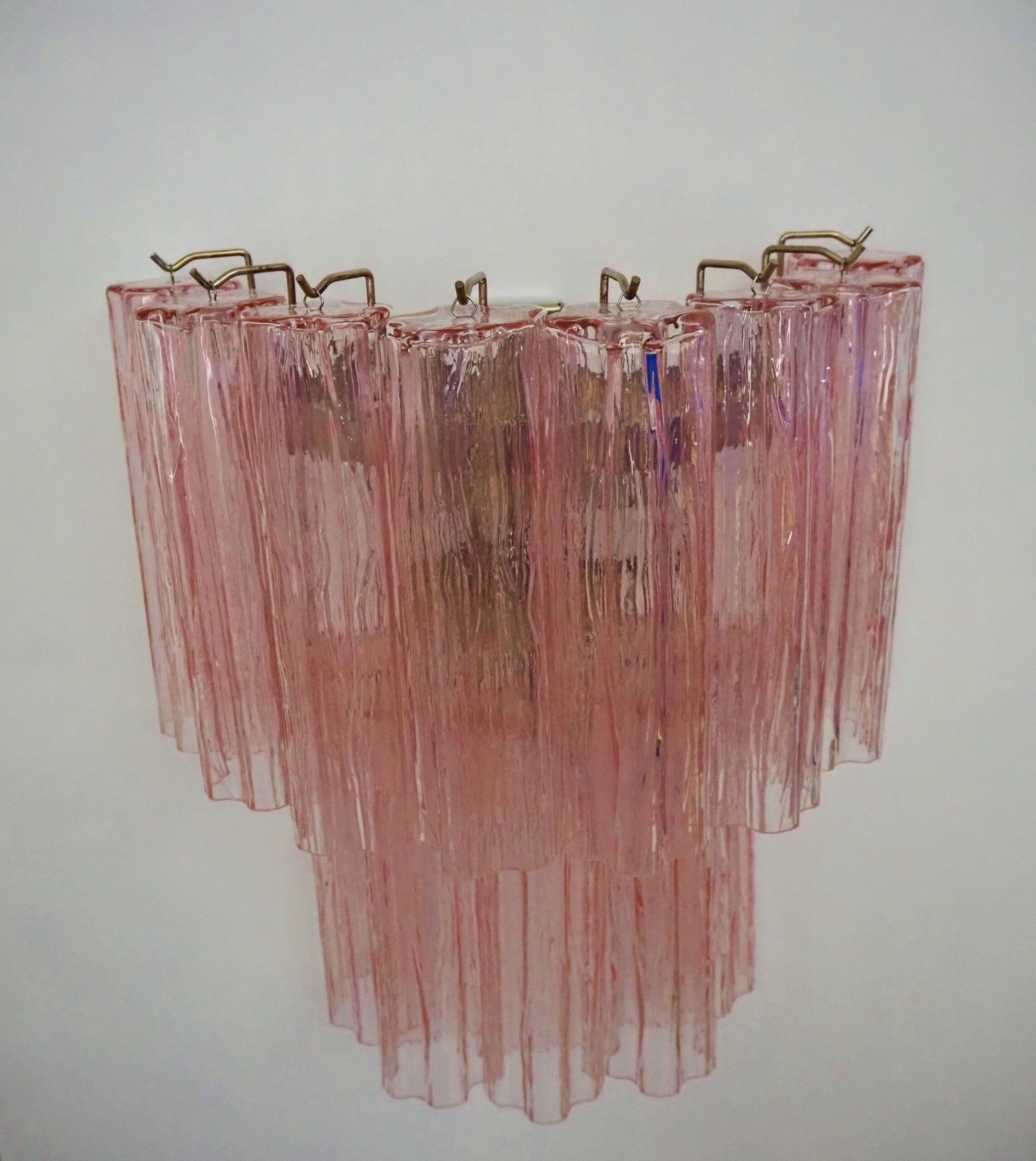 Murano Wandlamp – 13 Roze Buisglazen – Set van 2 – detail 2 – Murano Classics
