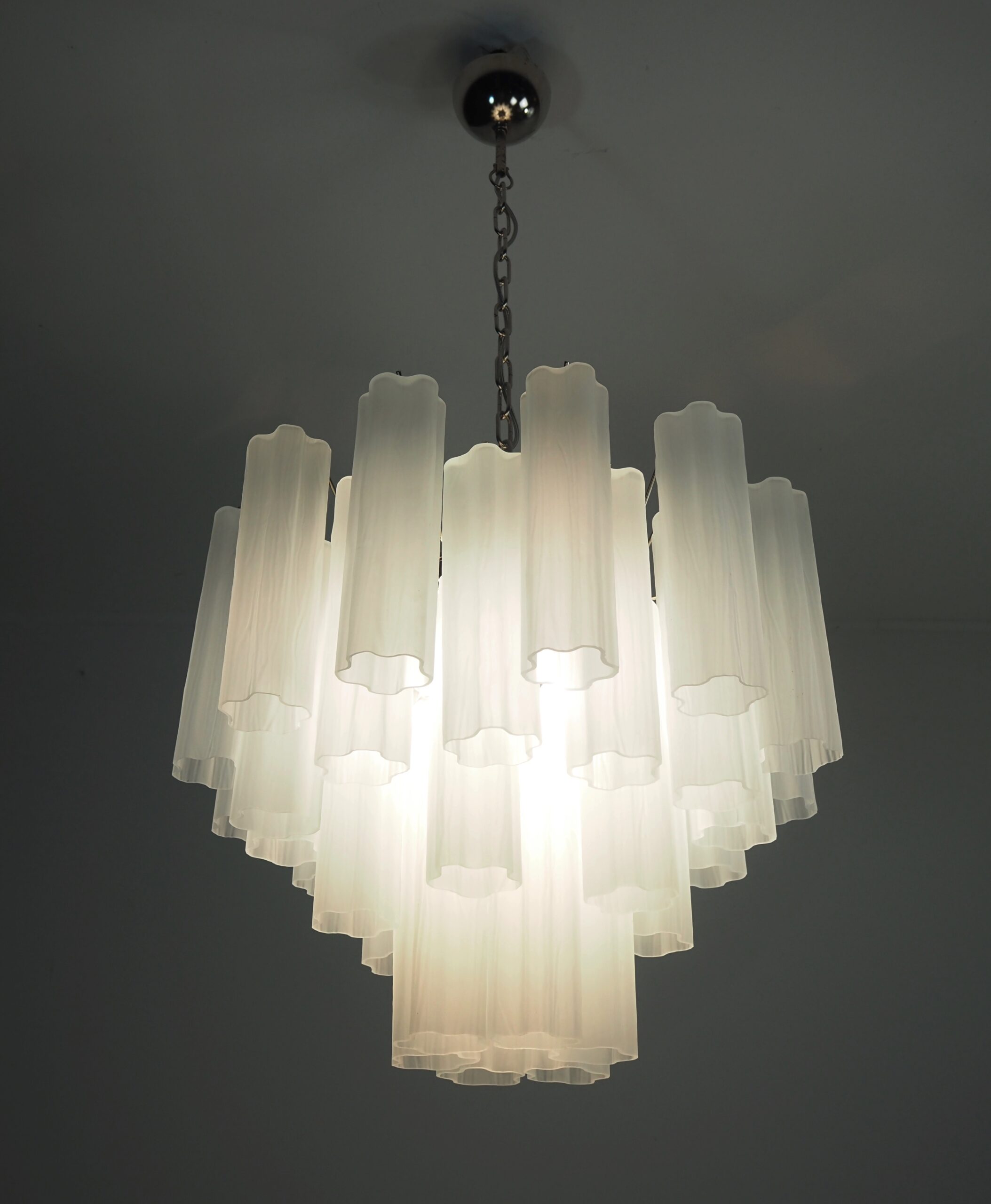 Murano Chandelier | 36 Matte White Glass Tubes