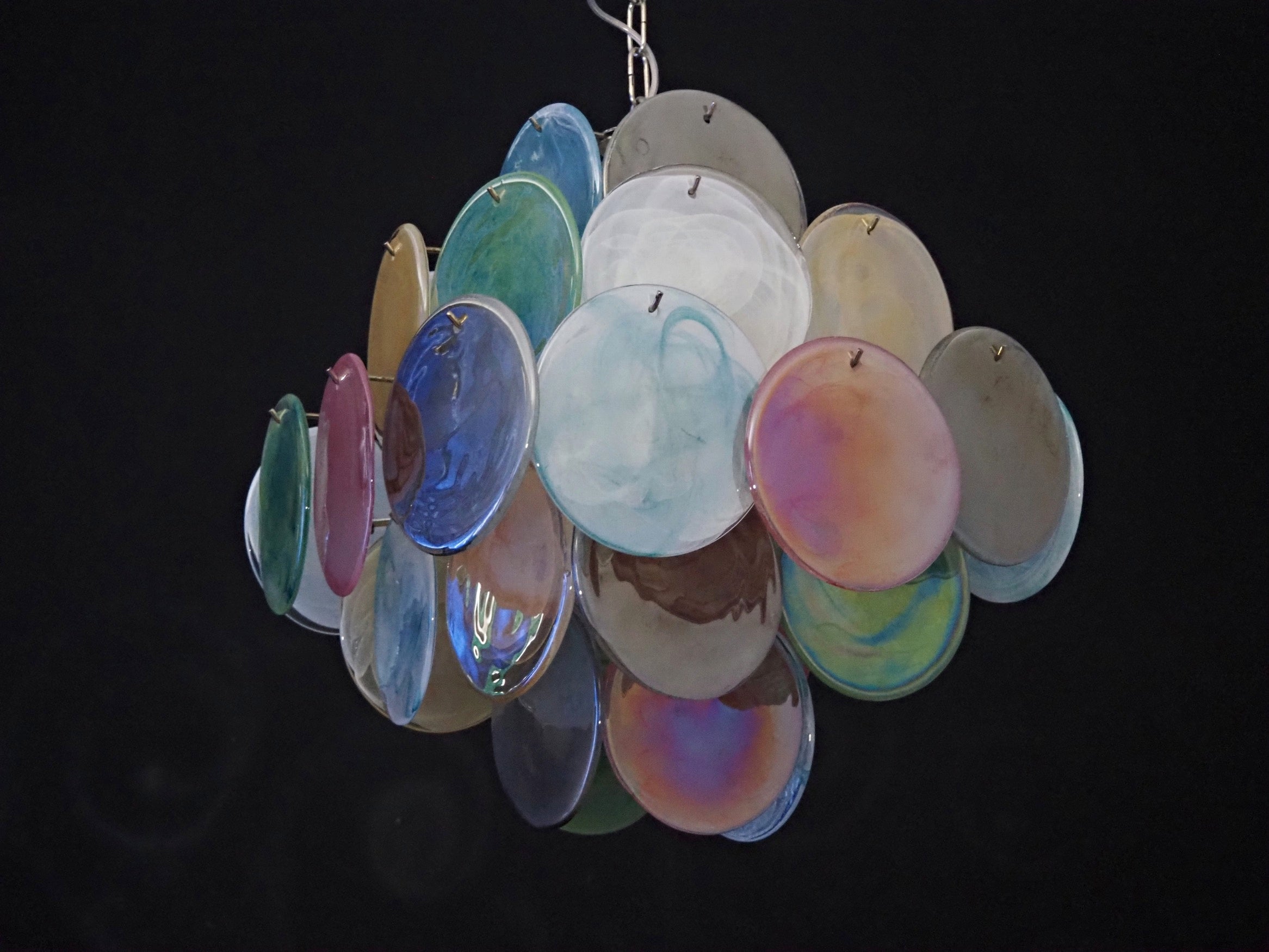Murano Chandelier – 36 Multicoloured Disc Glass Elements – detail 3 – Murano Classics