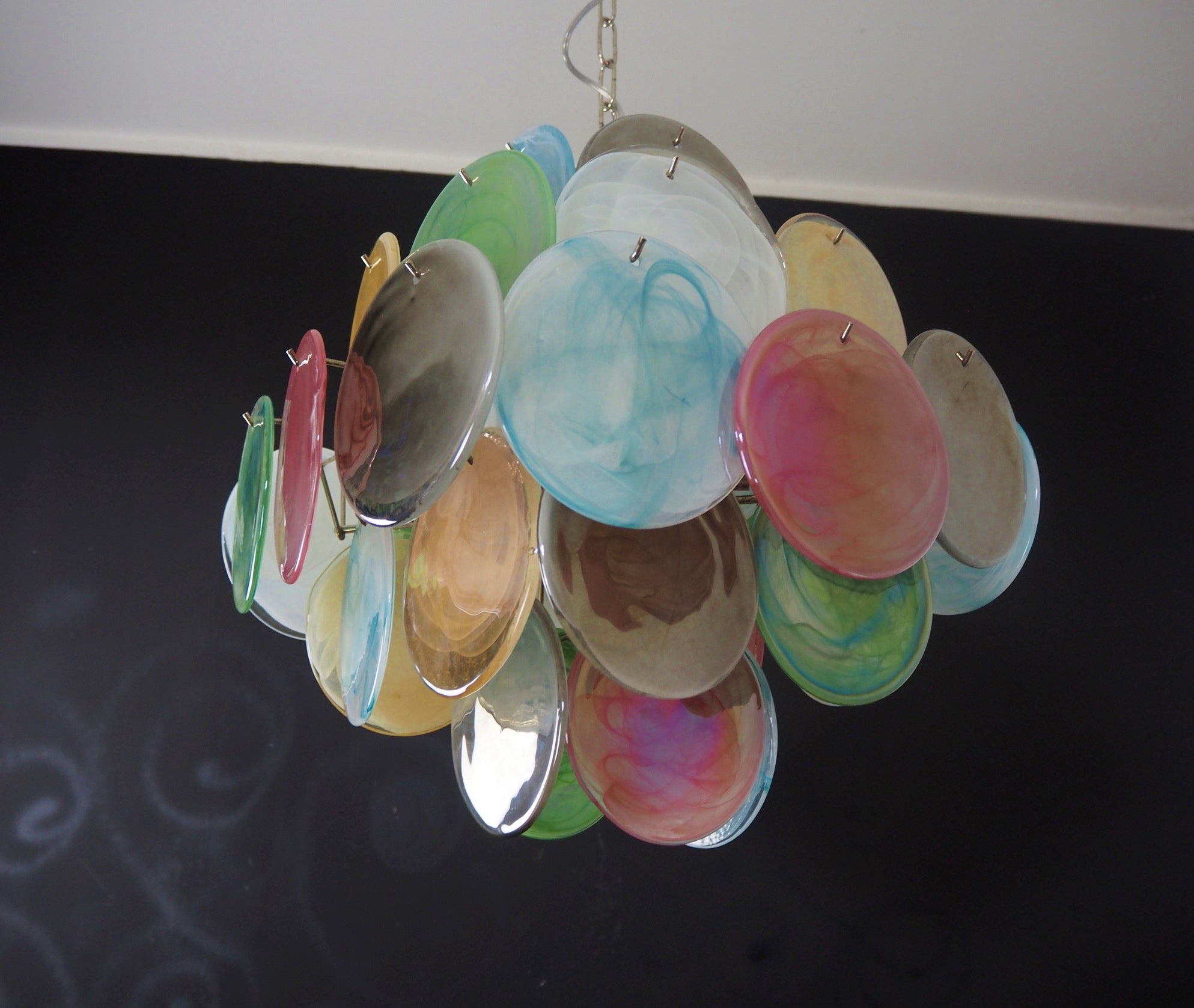 Murano Chandelier – 36 Multicoloured Disc Glass Elements – detail 9 – Murano Classics
