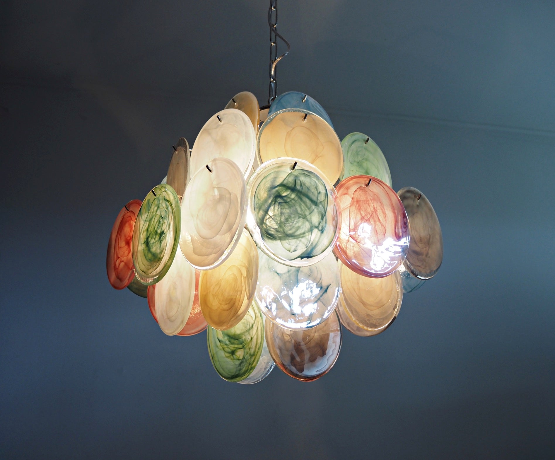Murano Chandelier – 36 Multicoloured Disc Glass Elements – detail 7 – Murano Classics