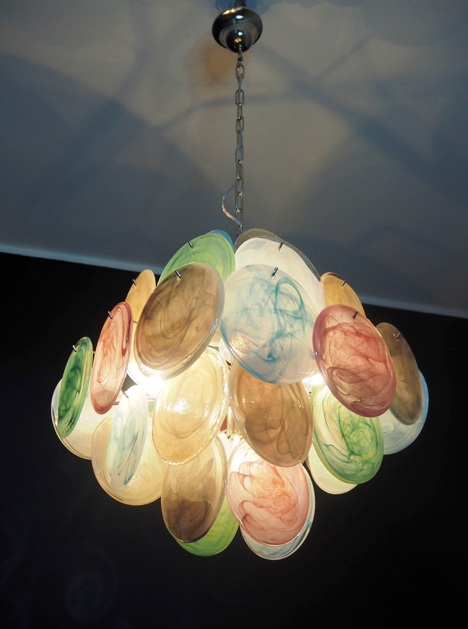 Murano Chandelier – 36 Multicoloured Disc Glass Elements – detail 5 – Murano Classics