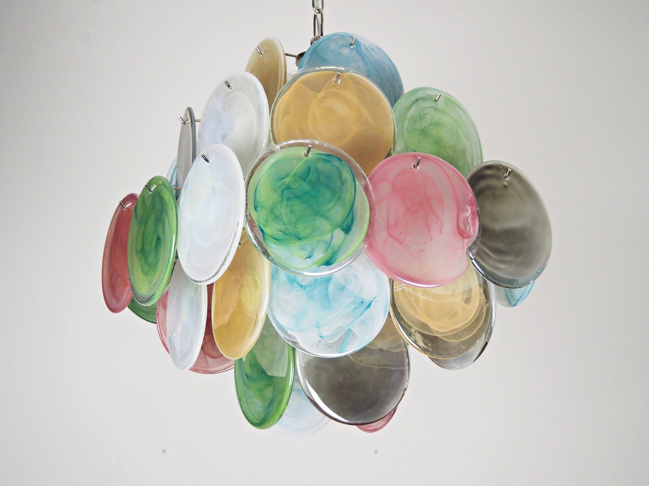 Murano Chandelier – 36 Multicoloured Disc Glass Elements – detail 4 – Murano Classics