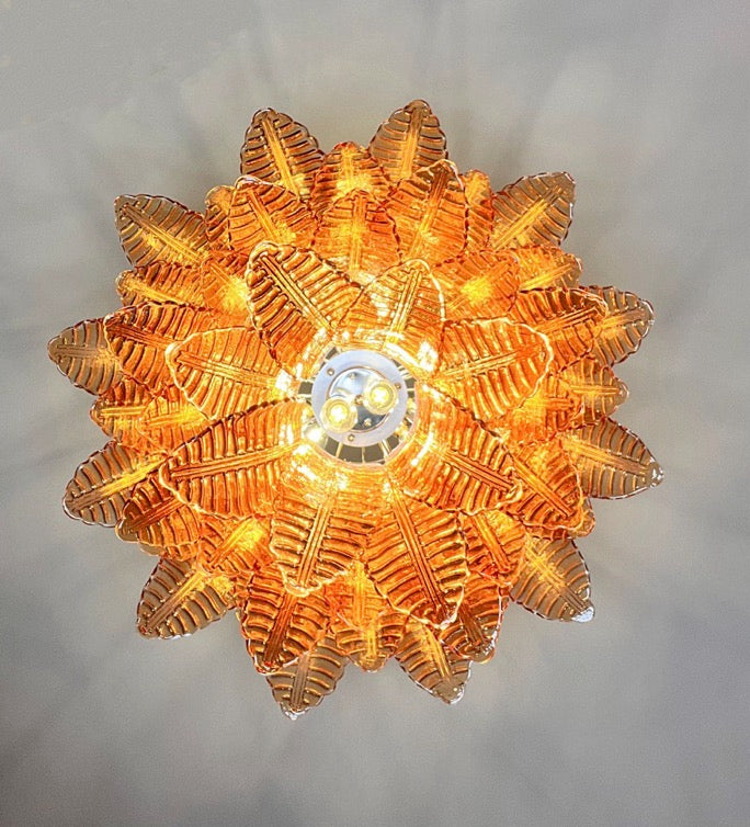 Murano Chandelier – 48 Yellow Felci Glass – detail 1 – Murano Classics