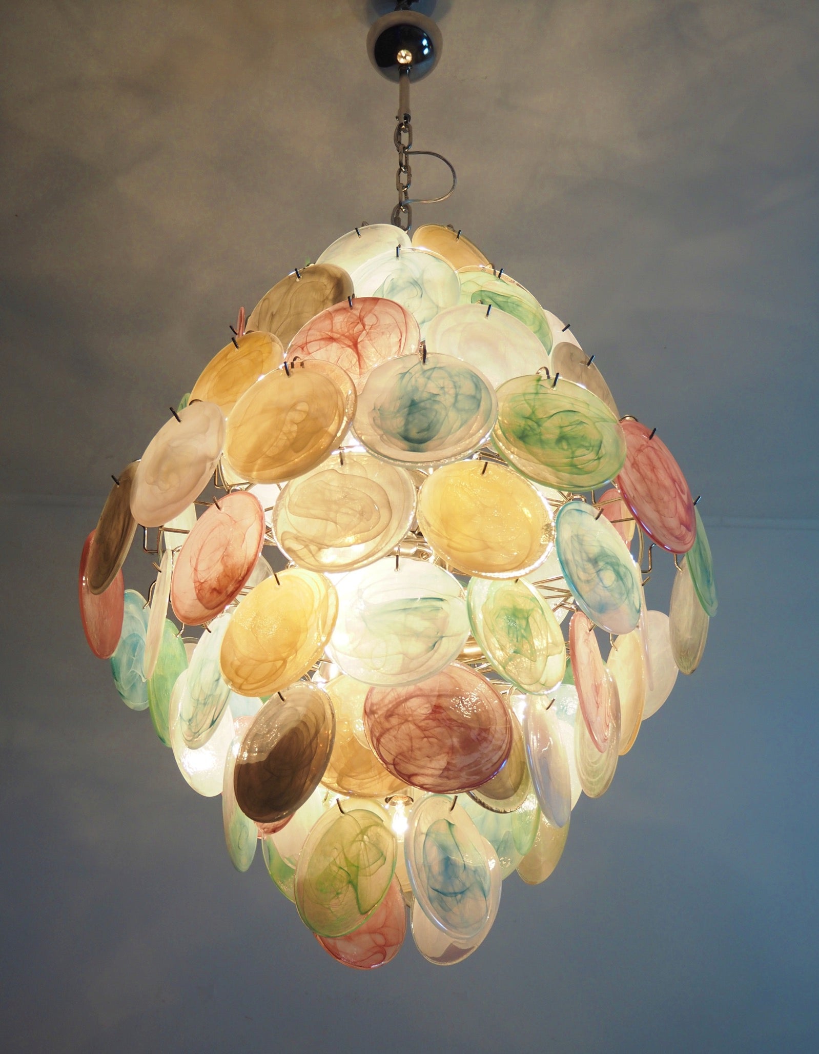 Murano Chandelier – 87 Multicoloured Disc Glass Elements – detail 6 – Murano Classics